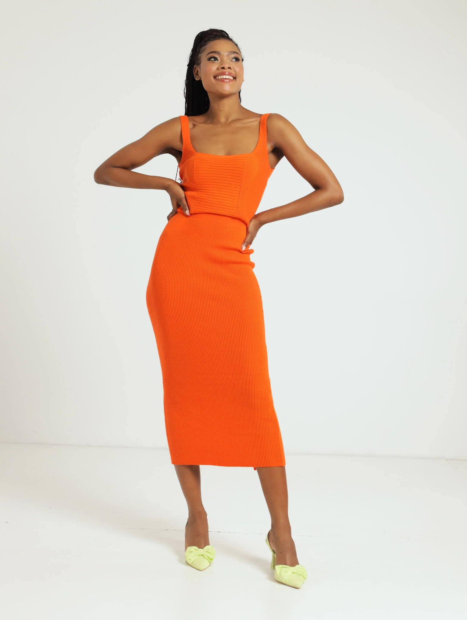 Ribbed Front Knitwear Cami - Orange - Image 4