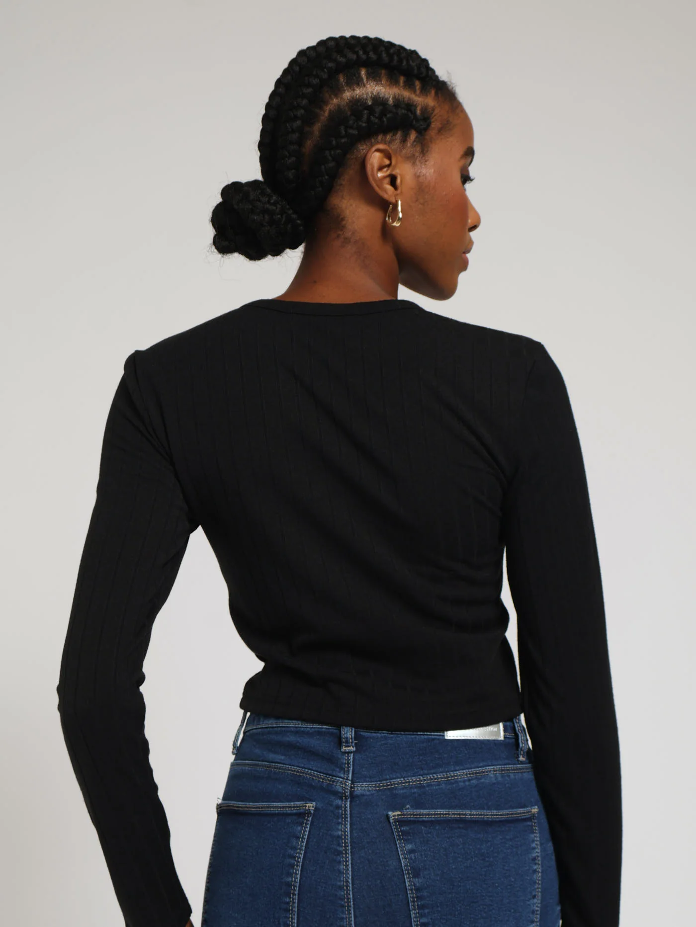Ribbed Top With Gold Buttons - Black - Image 3