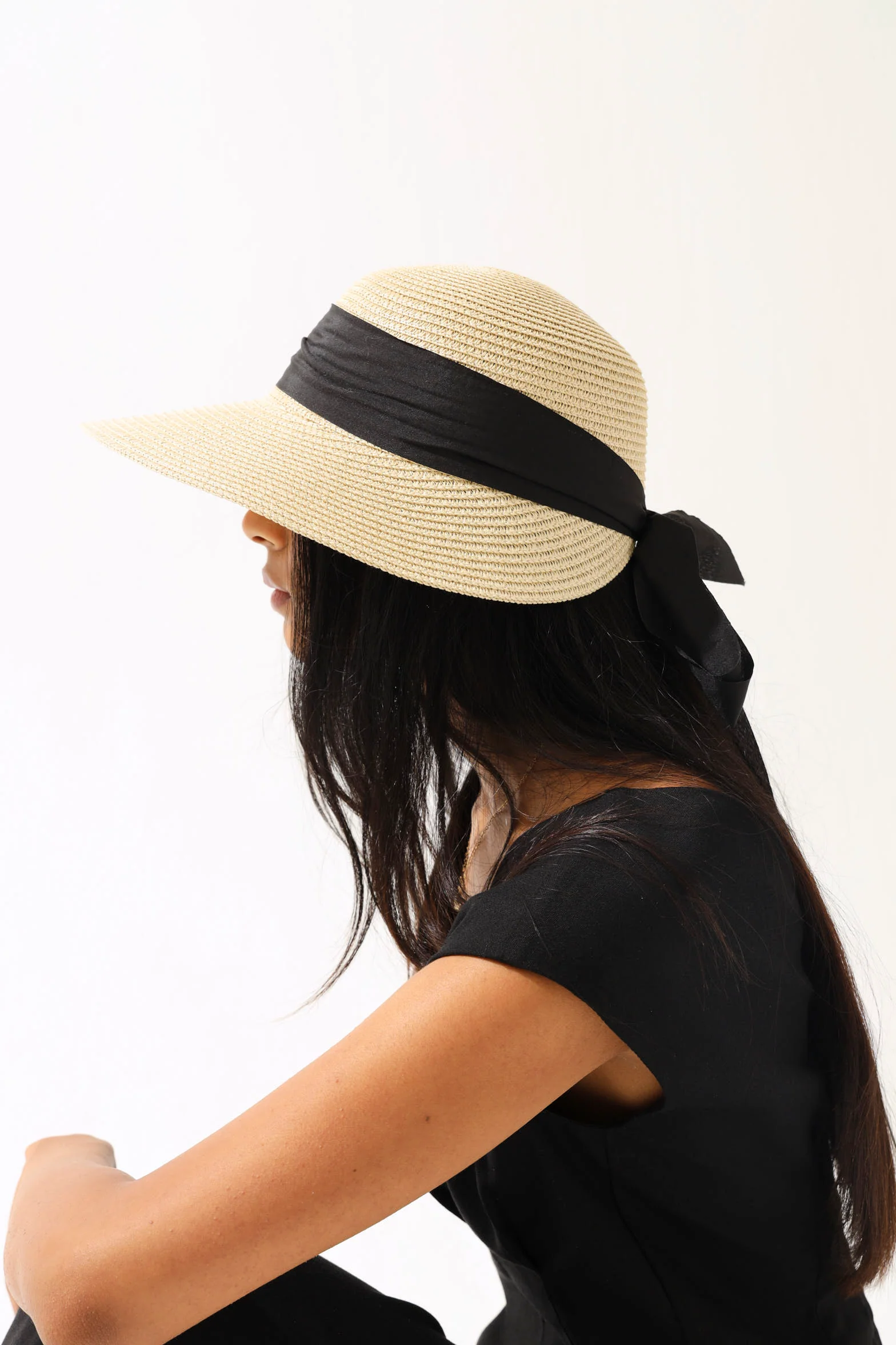 Ribbon Detail Straw Hat - Natural - Image 3