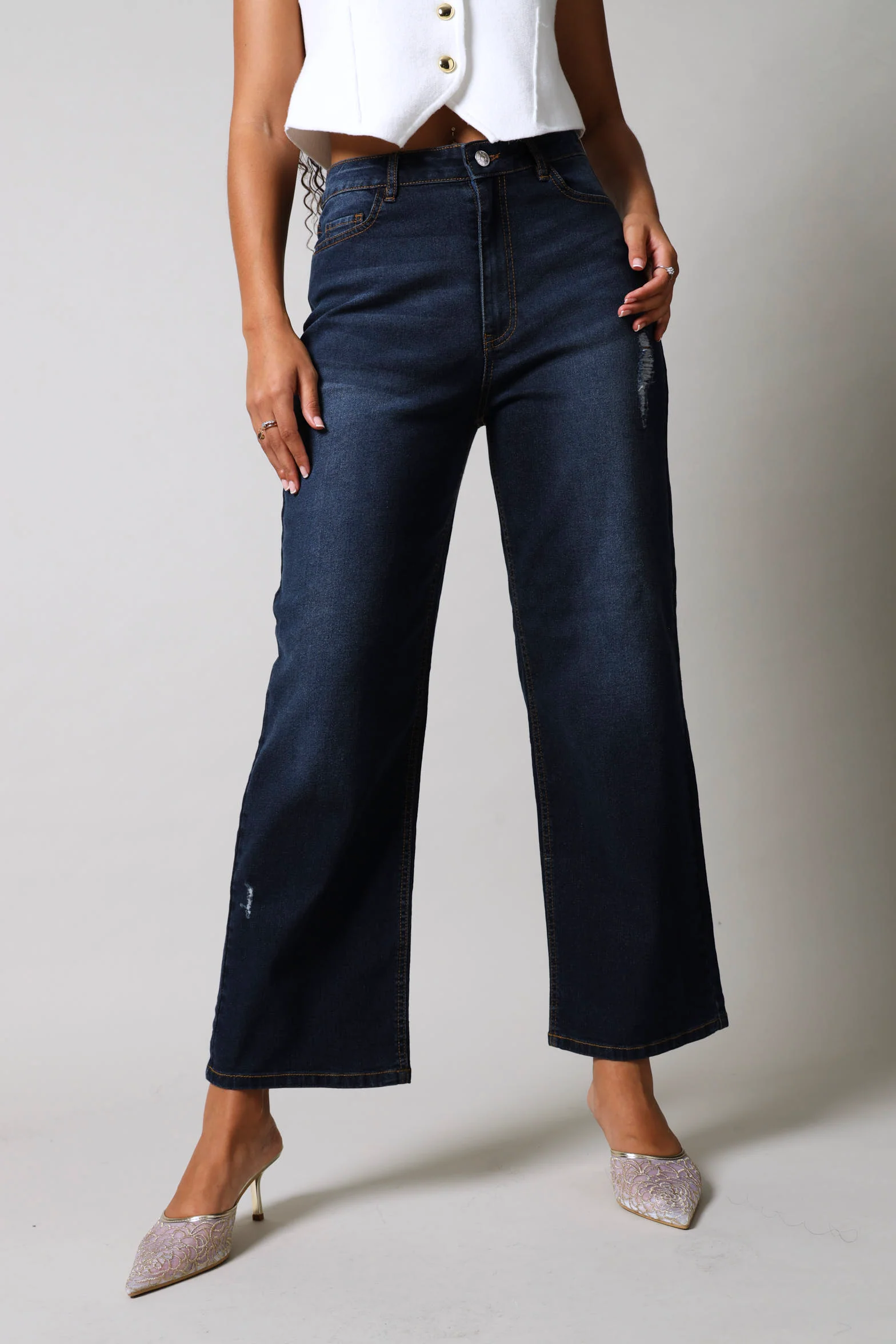 Rip & Repair Comfort Straight Leg Jean - Dark Wash - Image 2