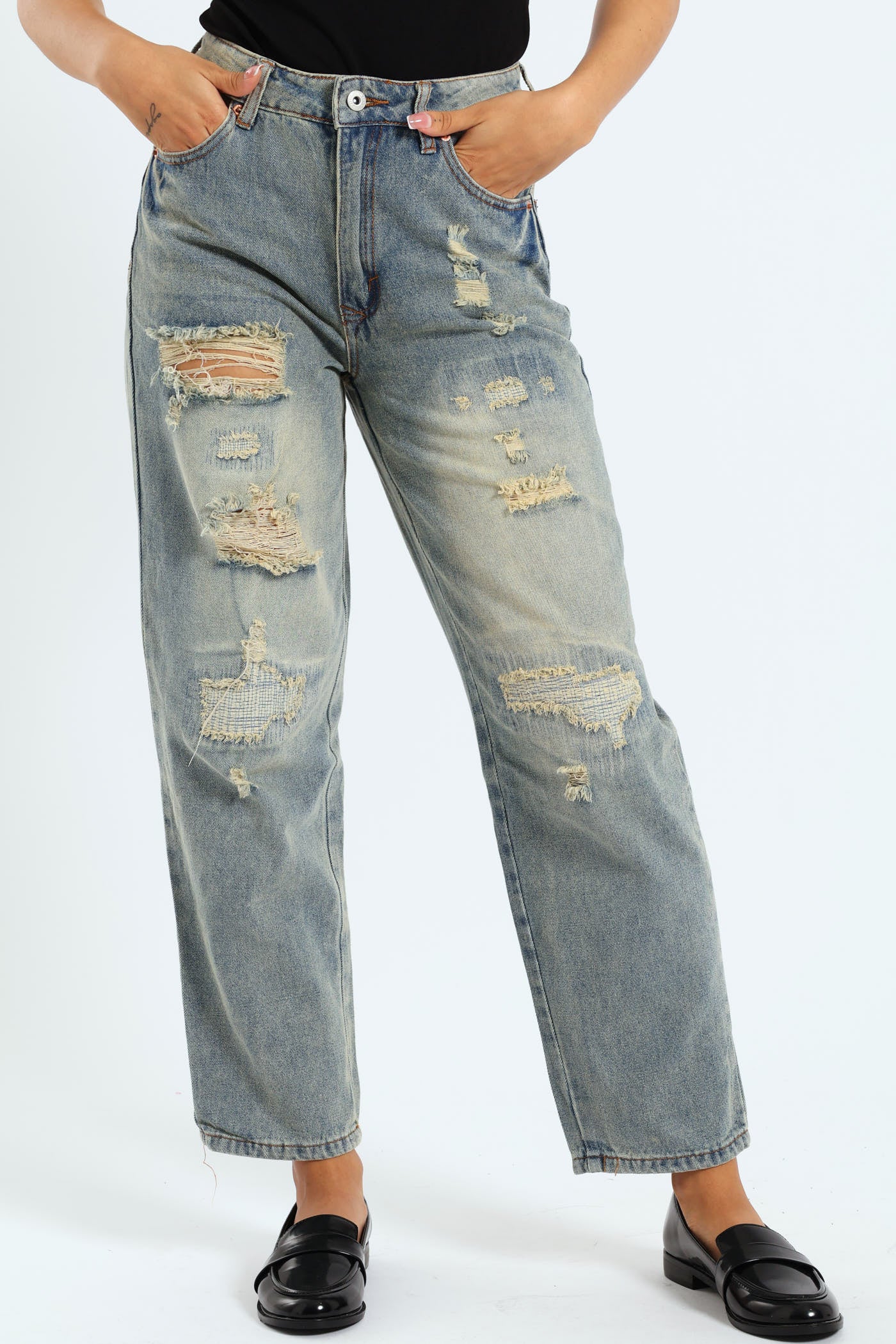 Rip & Repair Mom Jean - Tea Stain