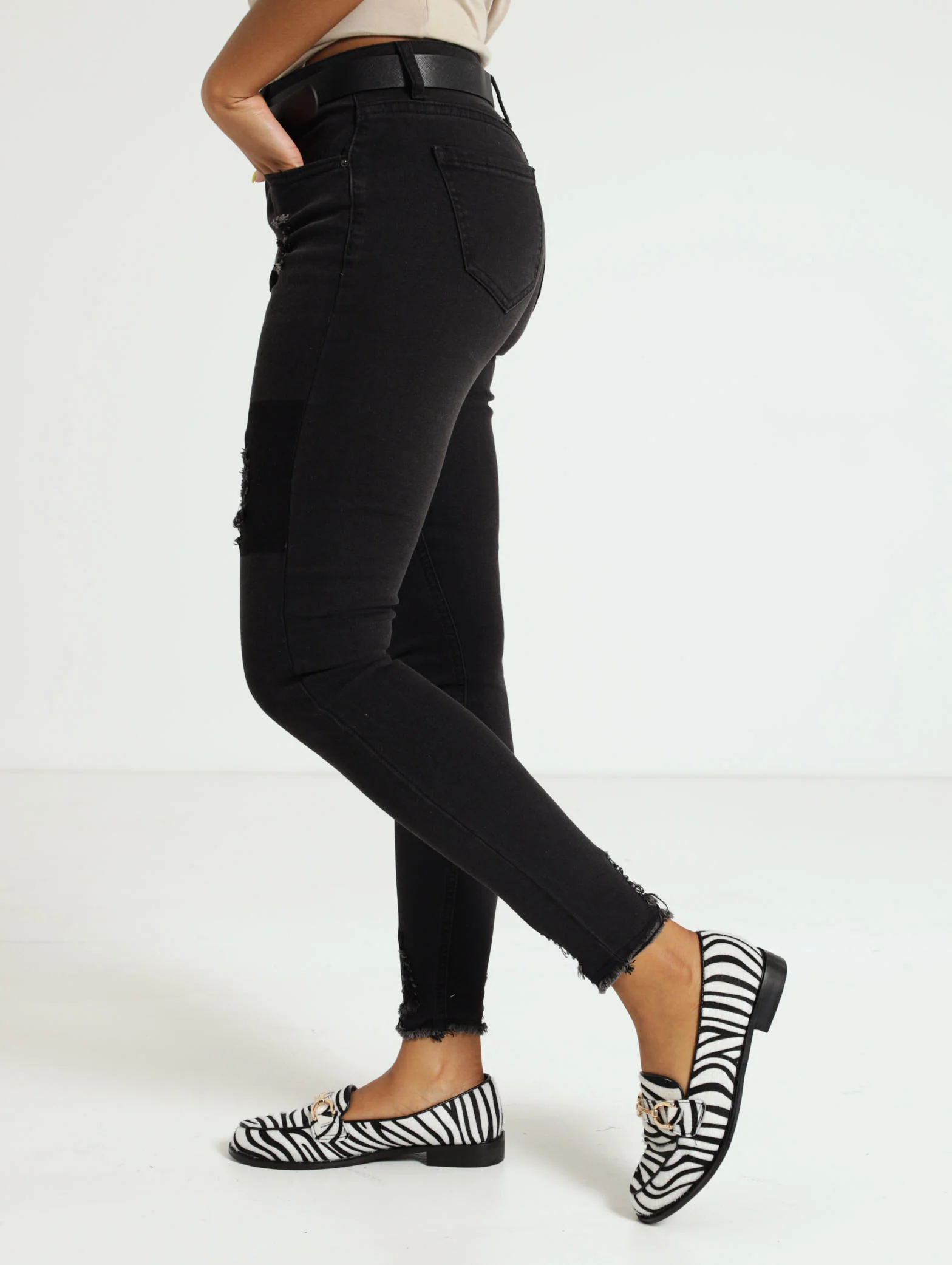 Rip & Repair Patch Belted Skinny Jean - Image 2