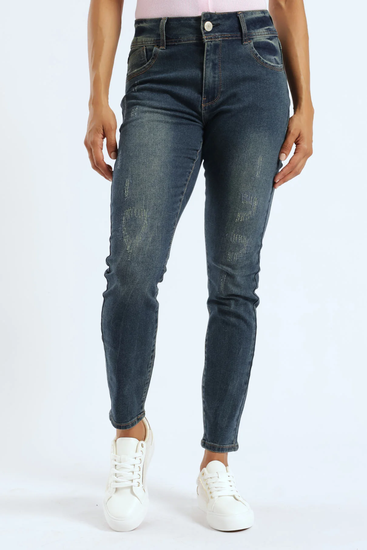 Rip & Repair Tea Stain Mid Rise Skinny Jean - Ink