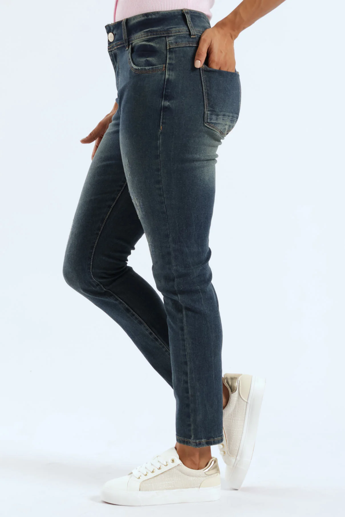 Rip & Repair Tea Stain Mid Rise Skinny Jean - Ink - Image 3