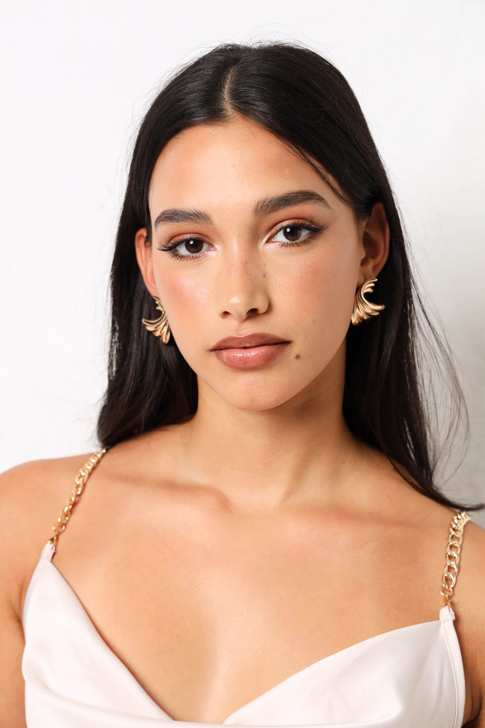 Ripple Petal Statement Earrings - Gold - Image 2