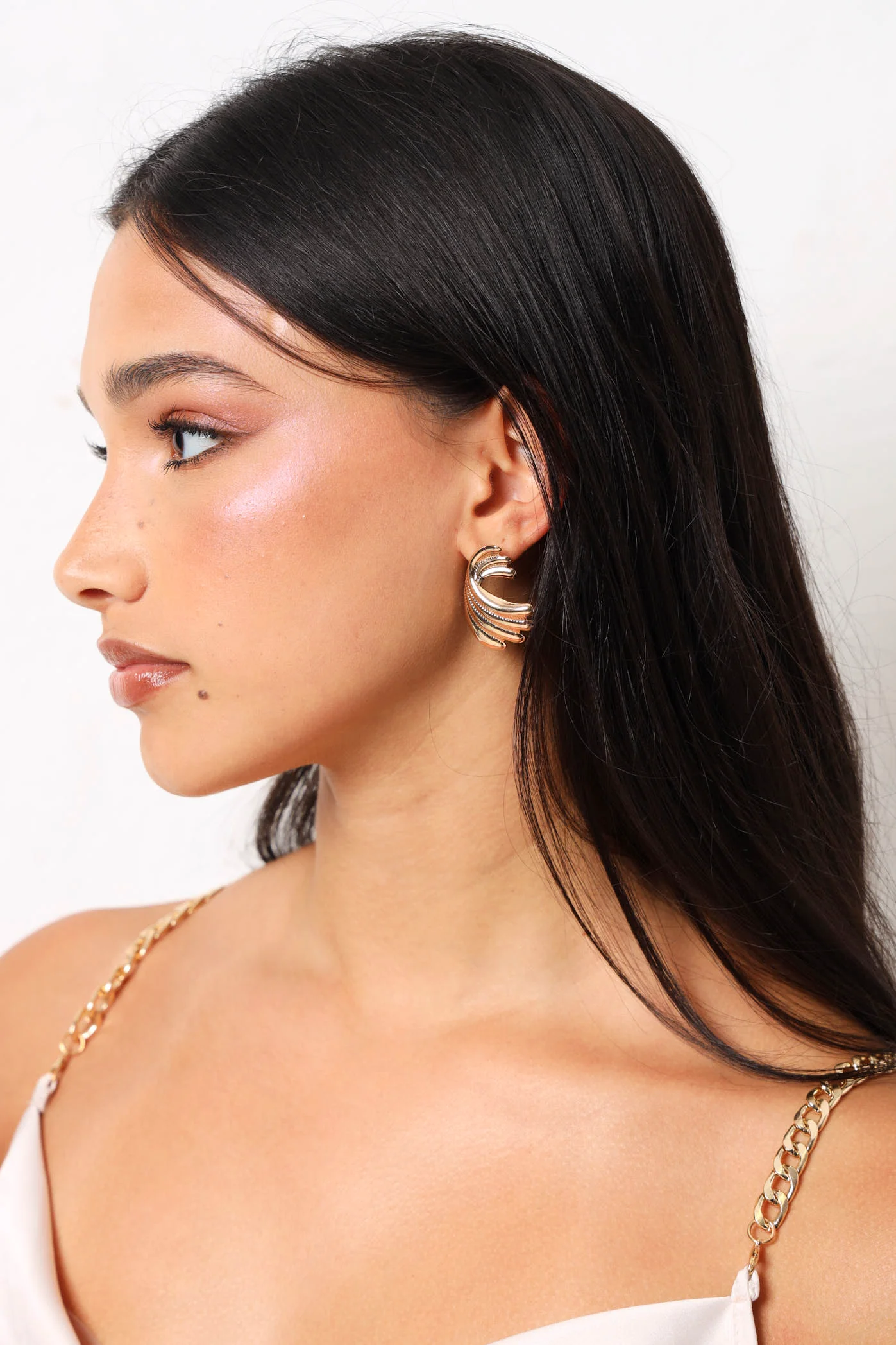 Ripple Petal Statement Earrings - Gold - Image 3