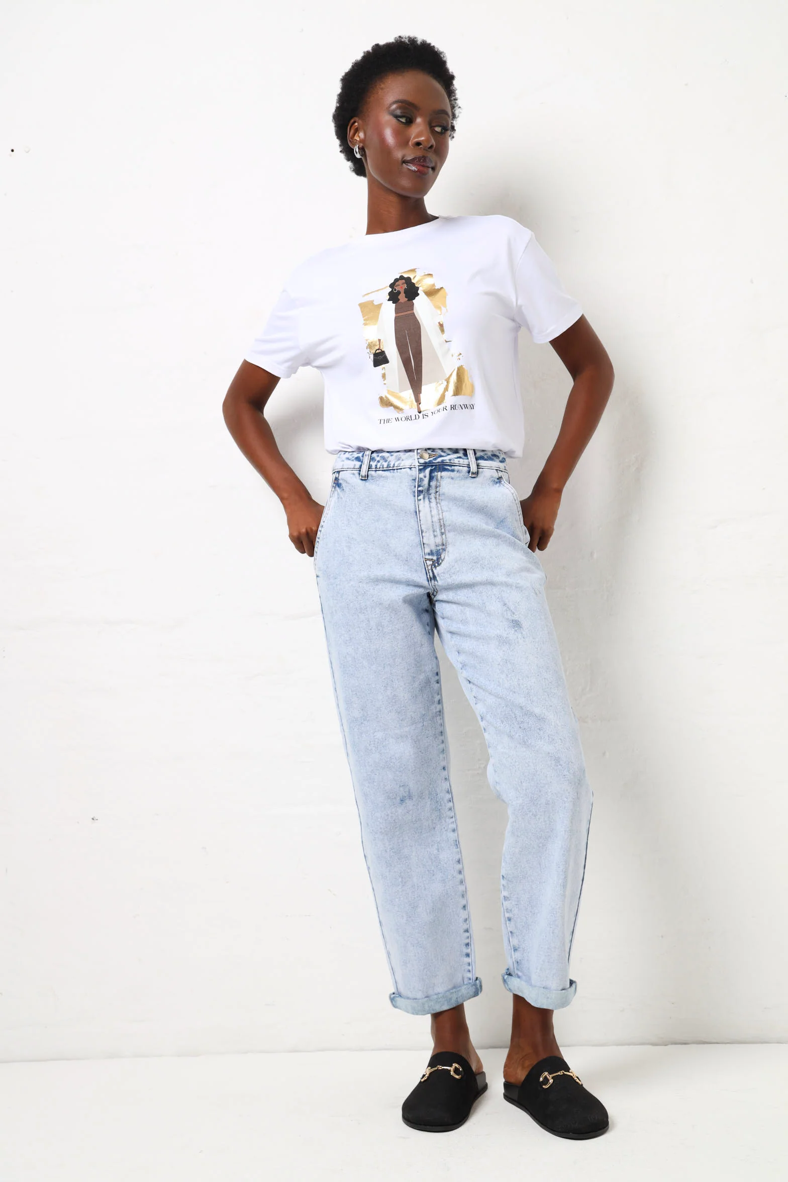 Rolled Hem Barrel Leg Jean - Stonewash - Image 8
