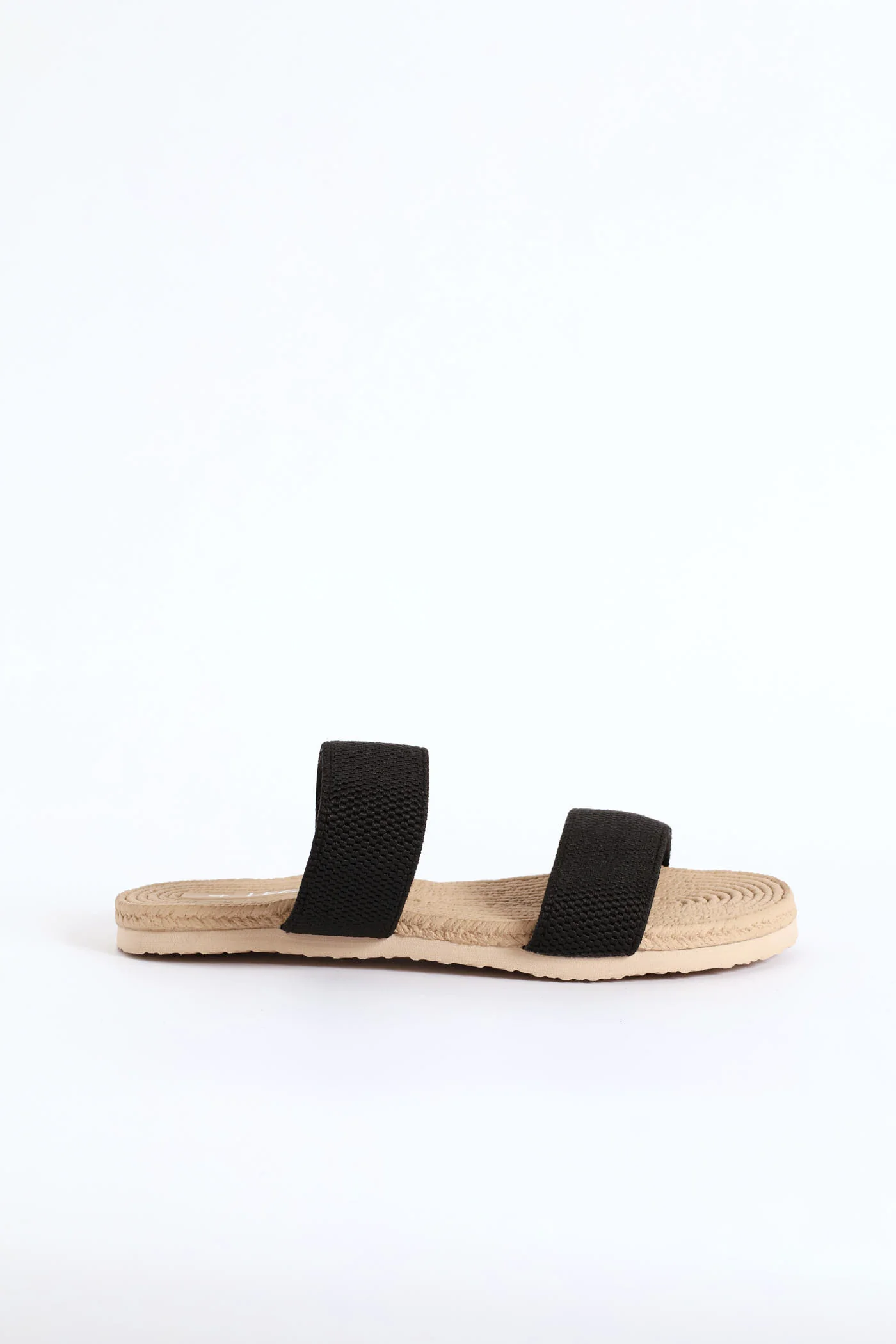 Rope Look Knitted Two Strap Sandal - Black - Image 3