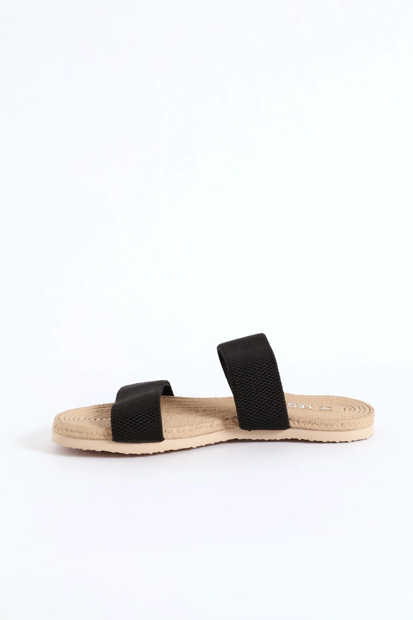 Rope Look Knitted Two Strap Sandal - Black - Image 4
