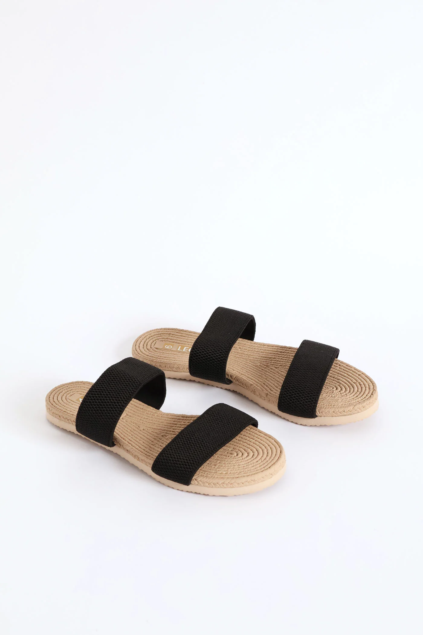 Rope Look Knitted Two Strap Sandal - Black - Image 5