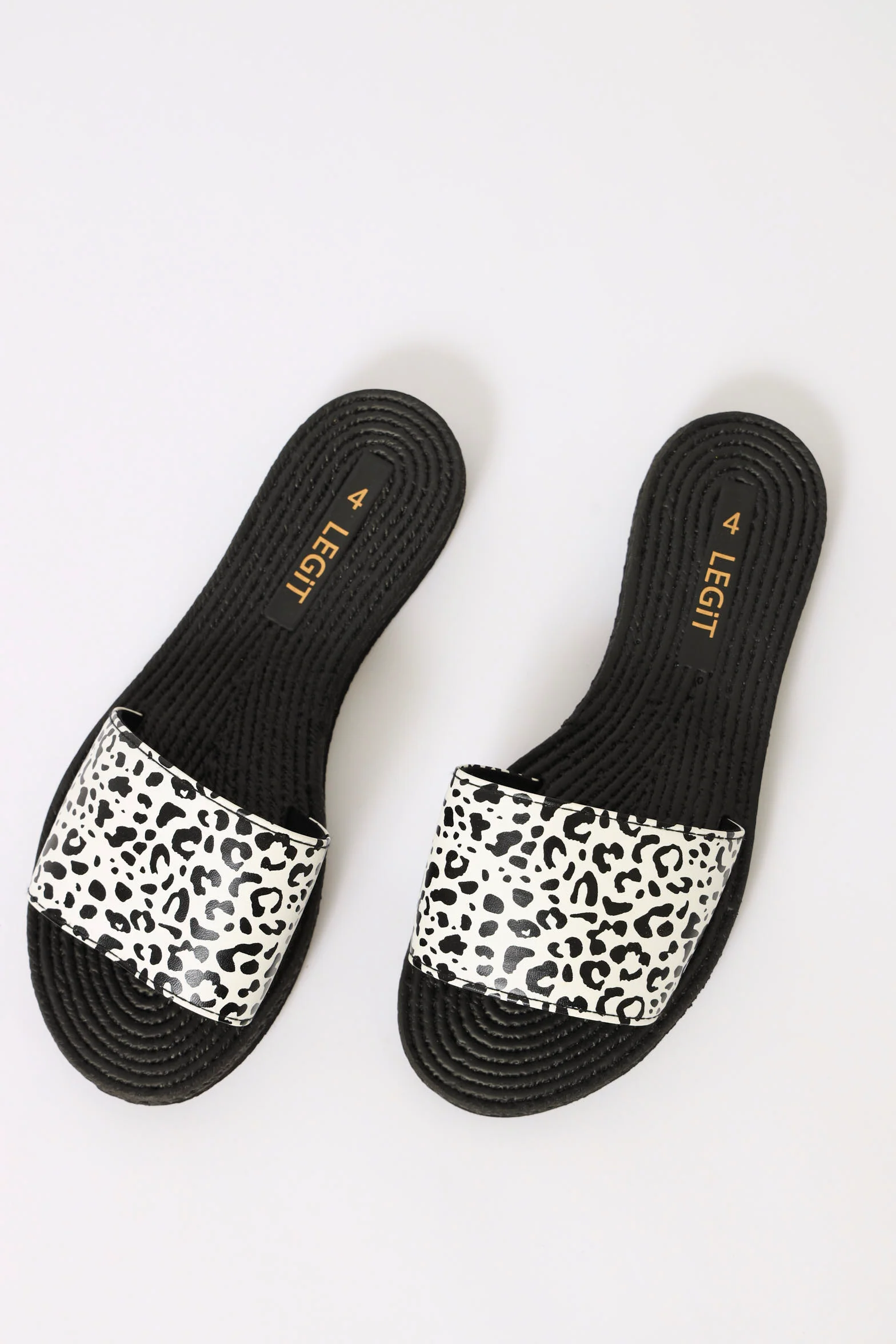 Rope One Strap Leopard Print Sandal - Black/White