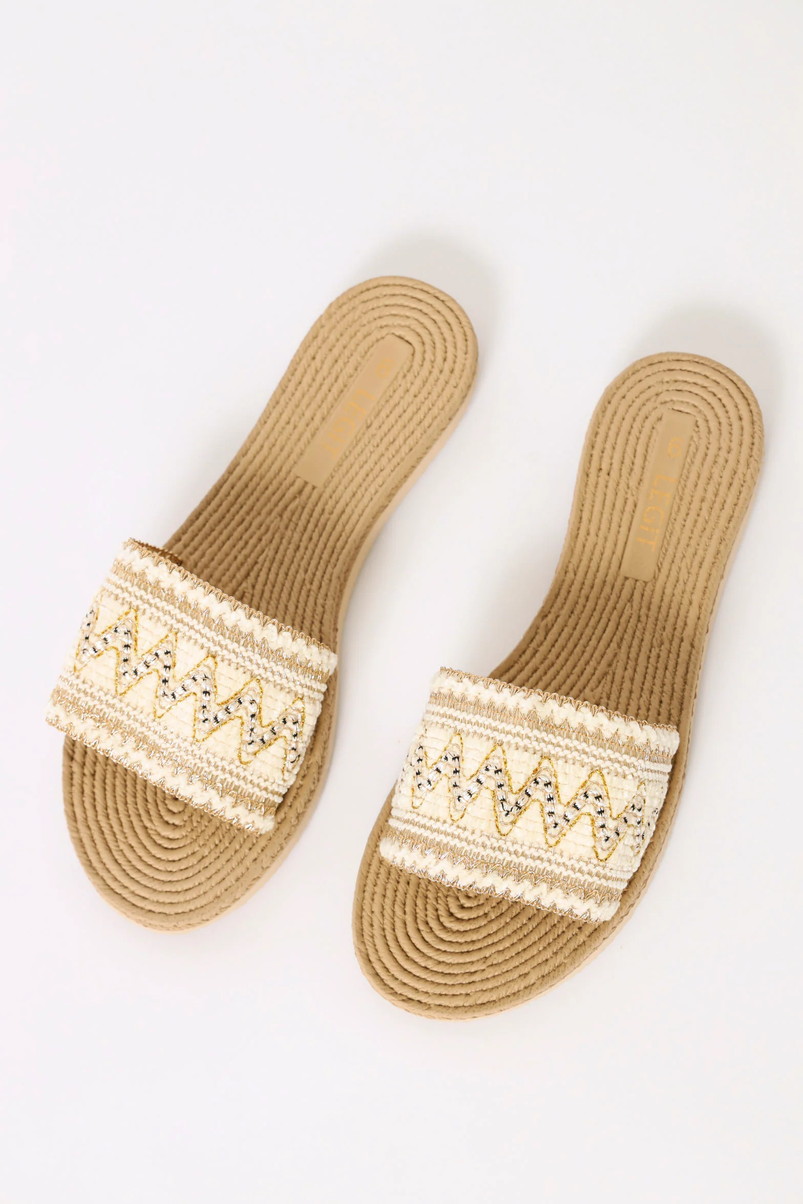 Rope Zig Zag Weave One Strap Sandal - Natural