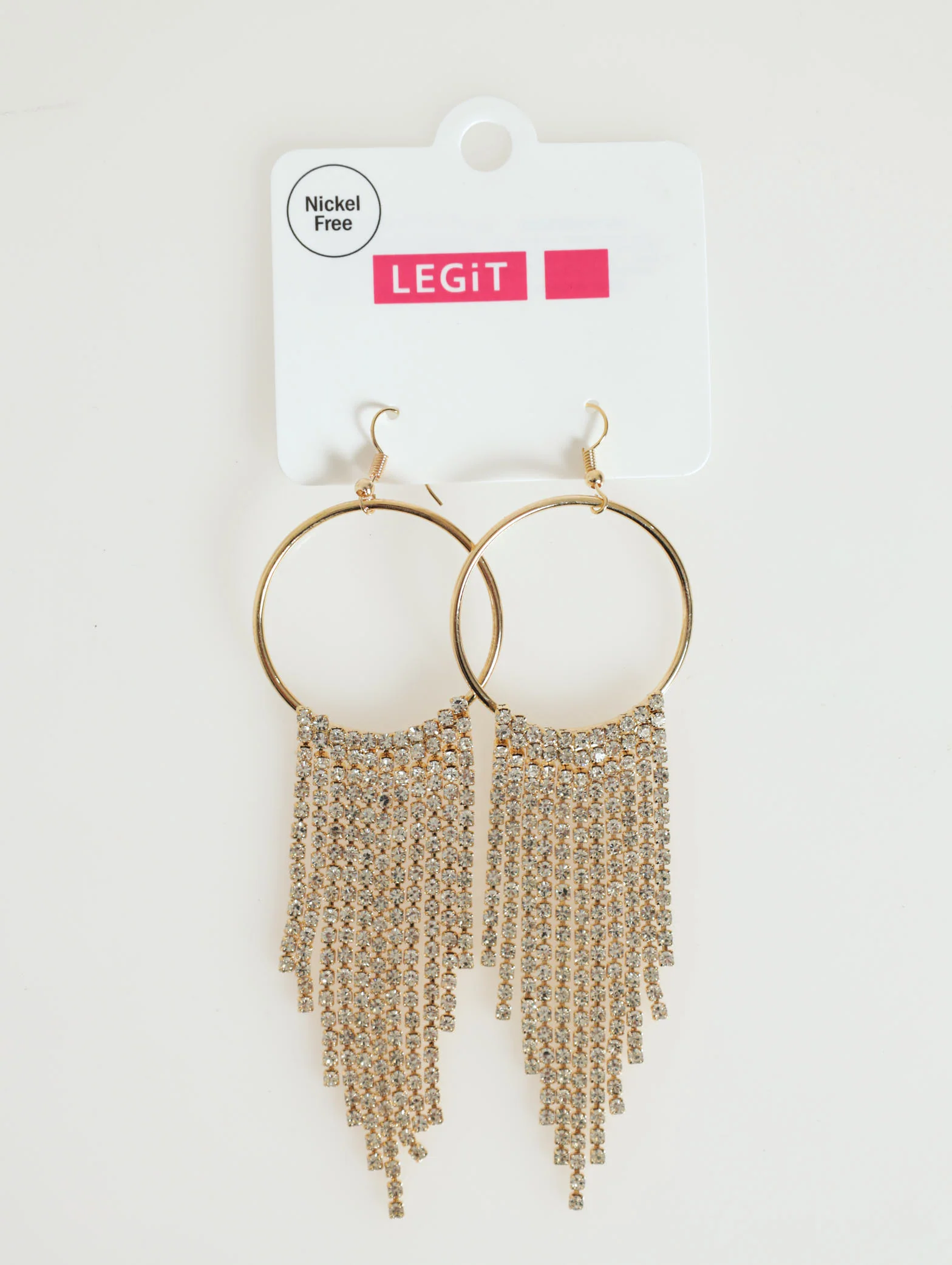 Round Hanging Diamante Earrings