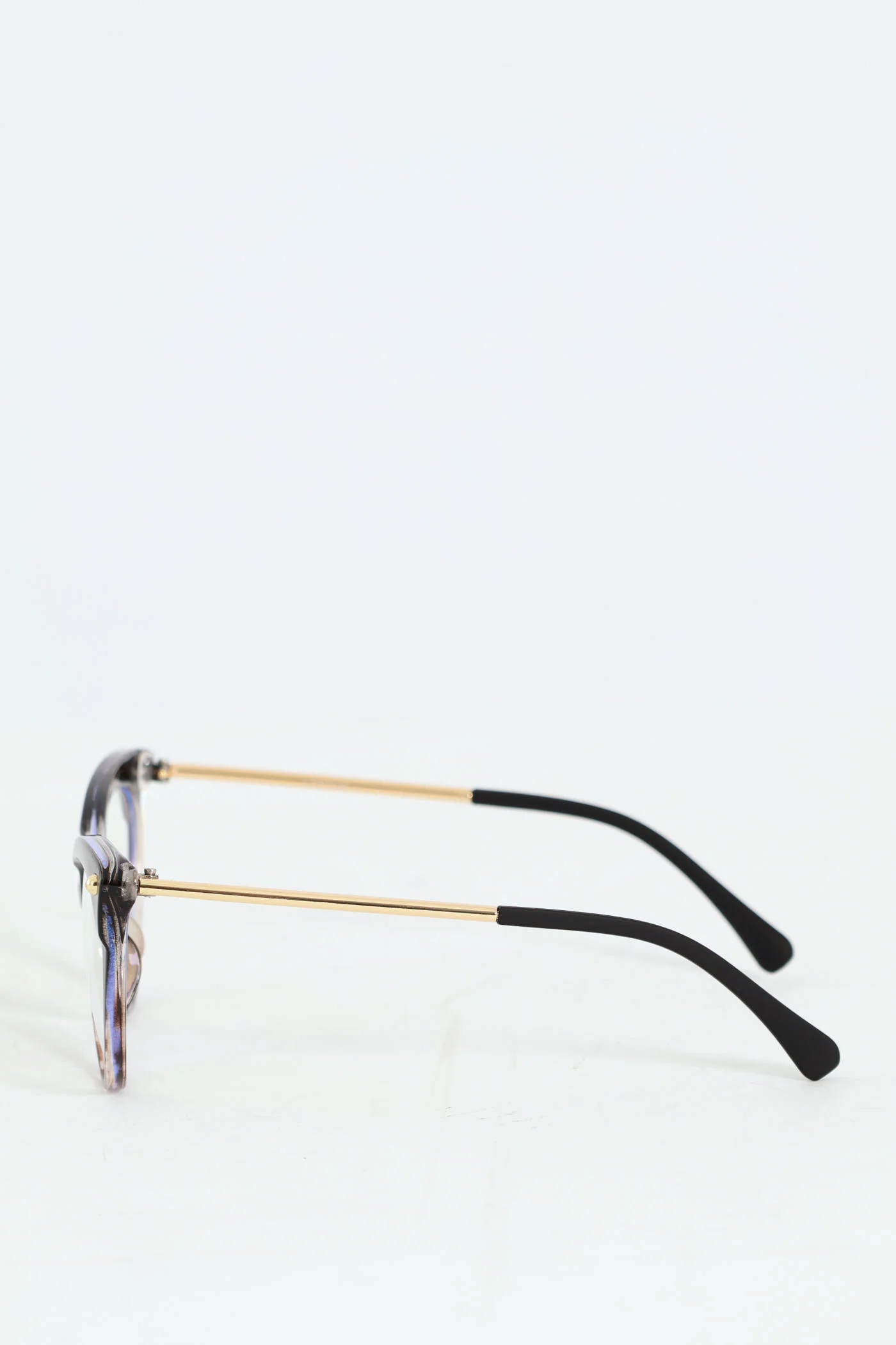 Rubber Arm Two Tone Cat Eye Blue Block Lense Sunglasses - Black/Pink - Image 2