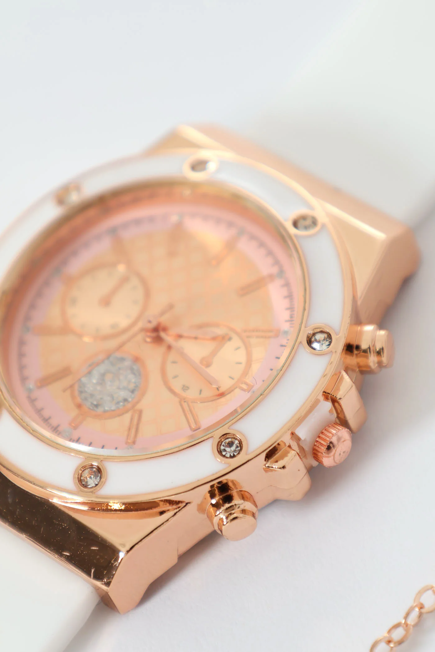 Rubber Strap Epoxy Dial Watch With Bracelet - White - Image 2