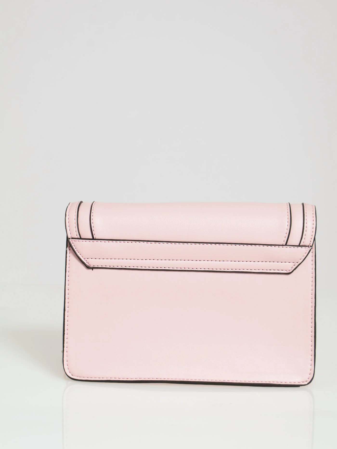 Saddle Bar Clasp Flapover Satchel - Pink - Image 2