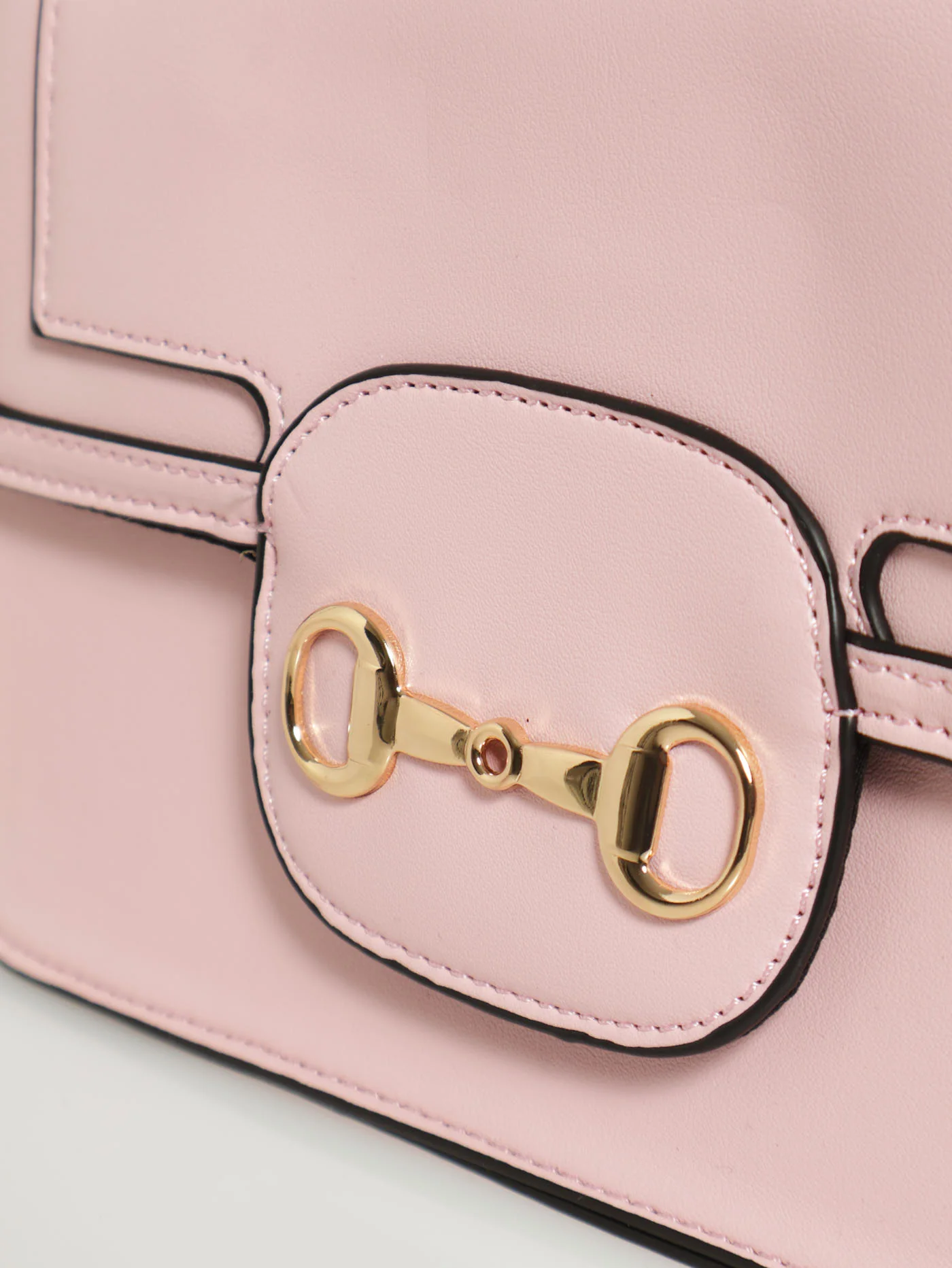 Saddle Bar Clasp Flapover Satchel - Pink - Image 4
