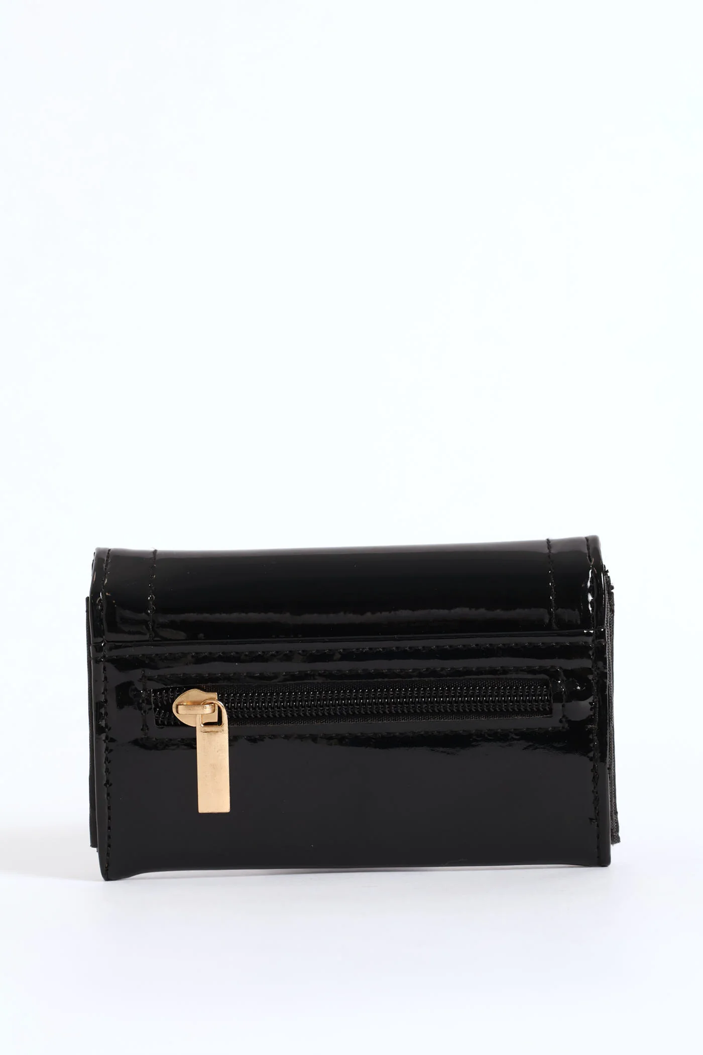 Saddle Buckle Flapover Wallet - Black - Image 2