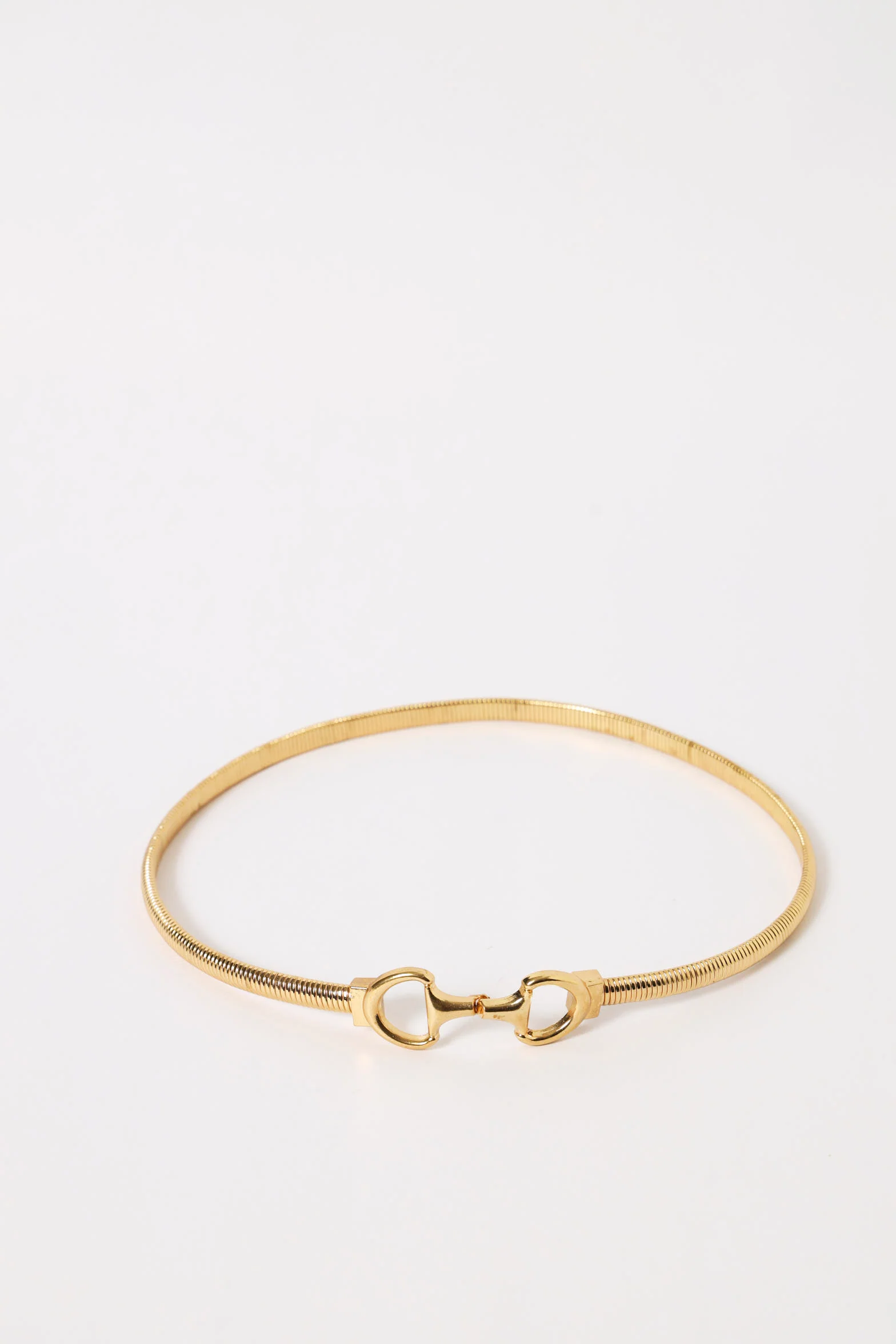 Saddle Buckle Stretchy Belt - Gold - Image 2