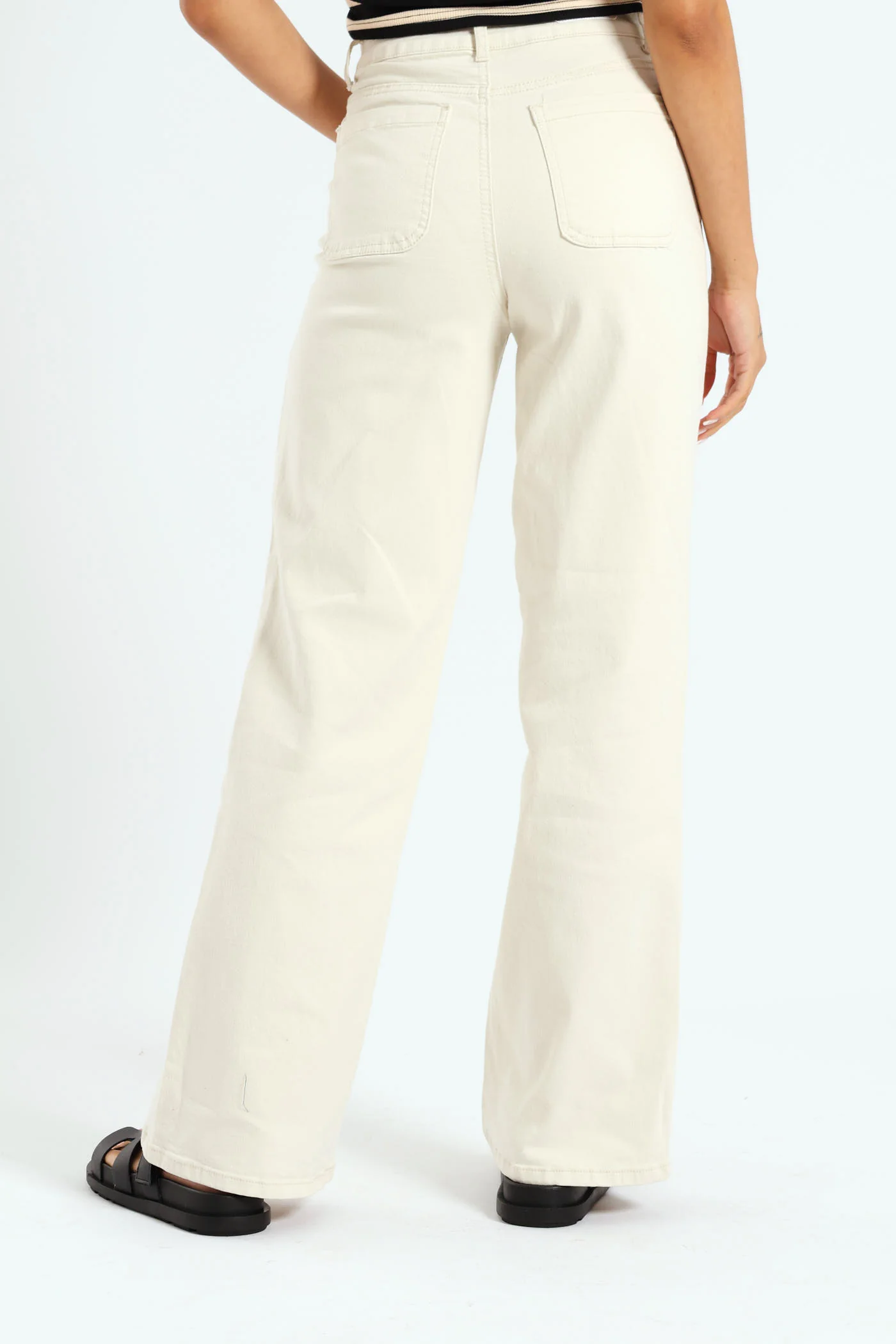 Sailor Pocket Crop Wide Leg Jean - Cream - Image 4