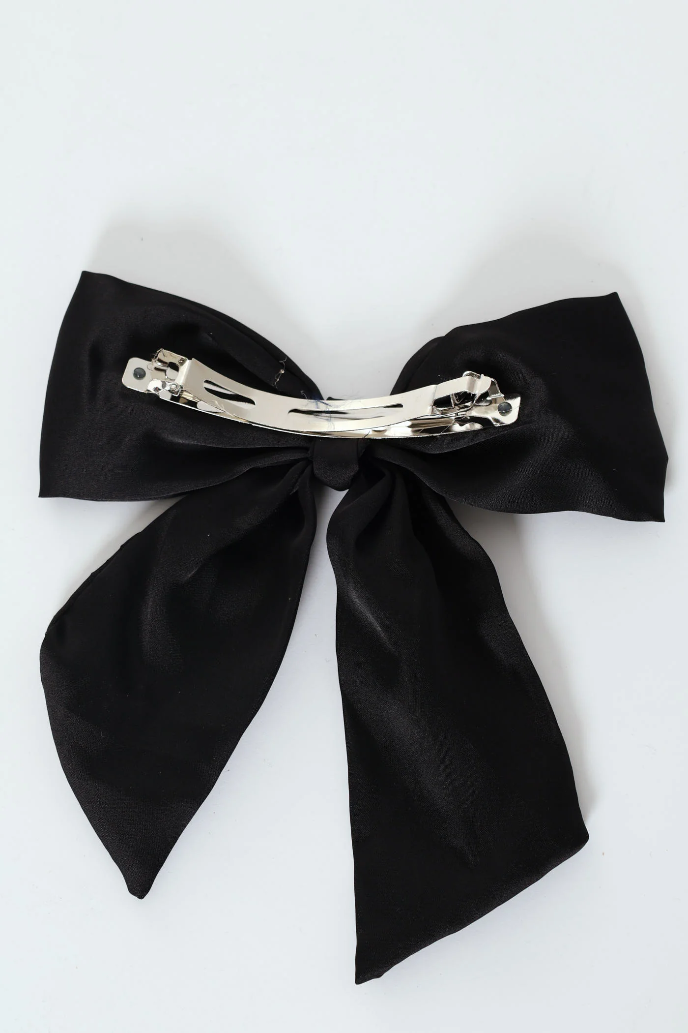 Satin Bow Hair Clip - Black - Image 2