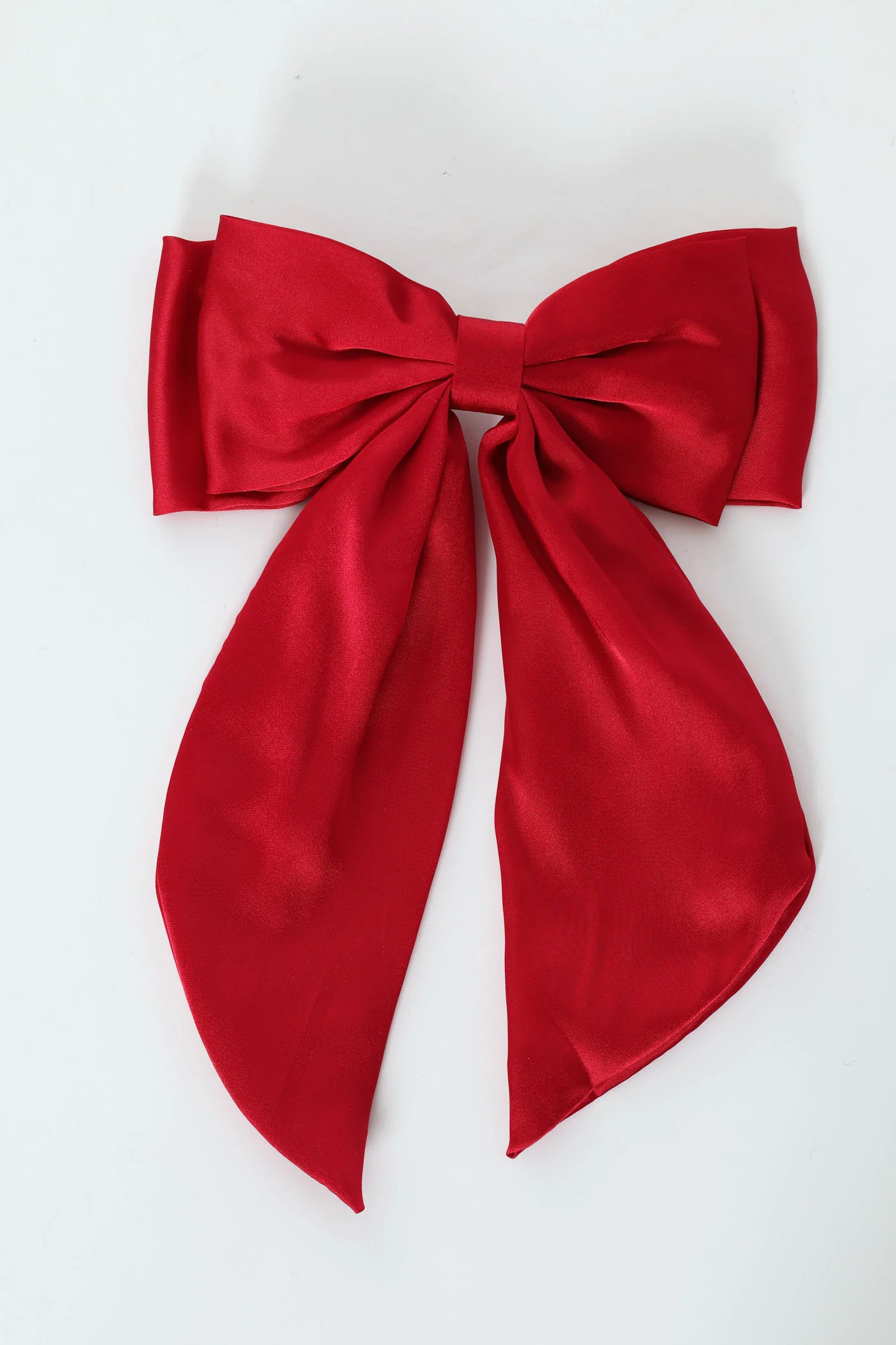 Satin Bow Hair Clip - Burgundy