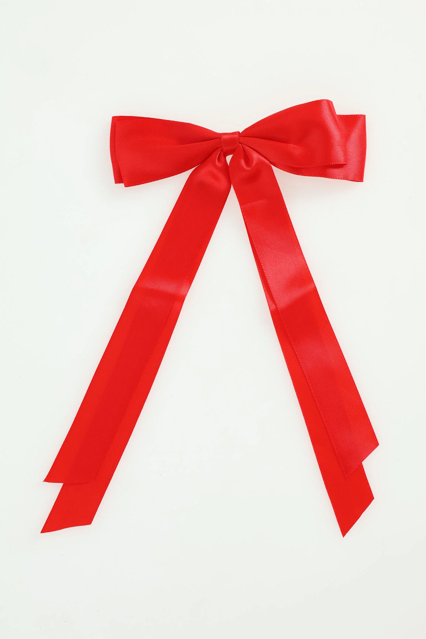 Satin Bow Hair Clip - Red