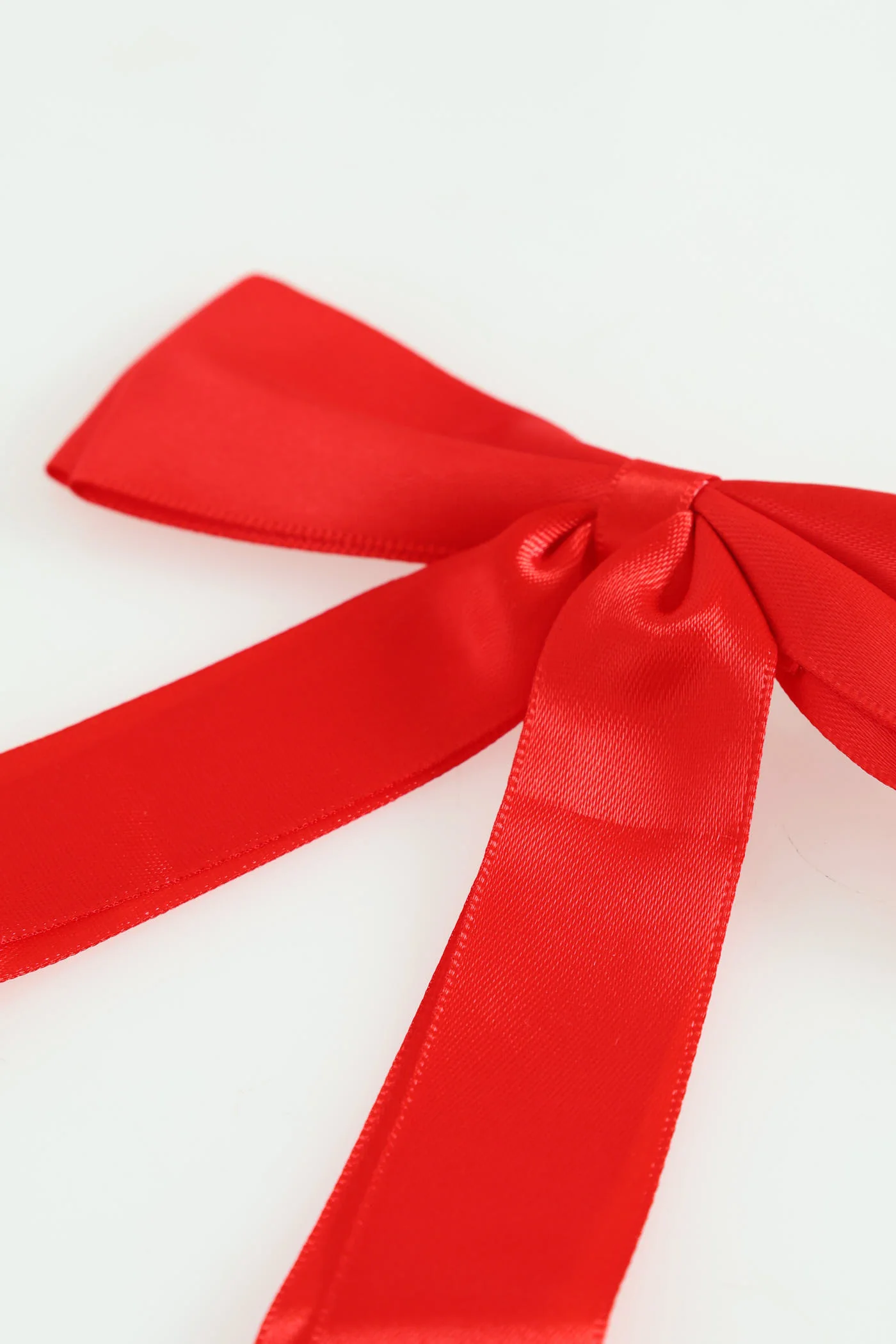 Satin Bow Hair Clip - Red - Image 2