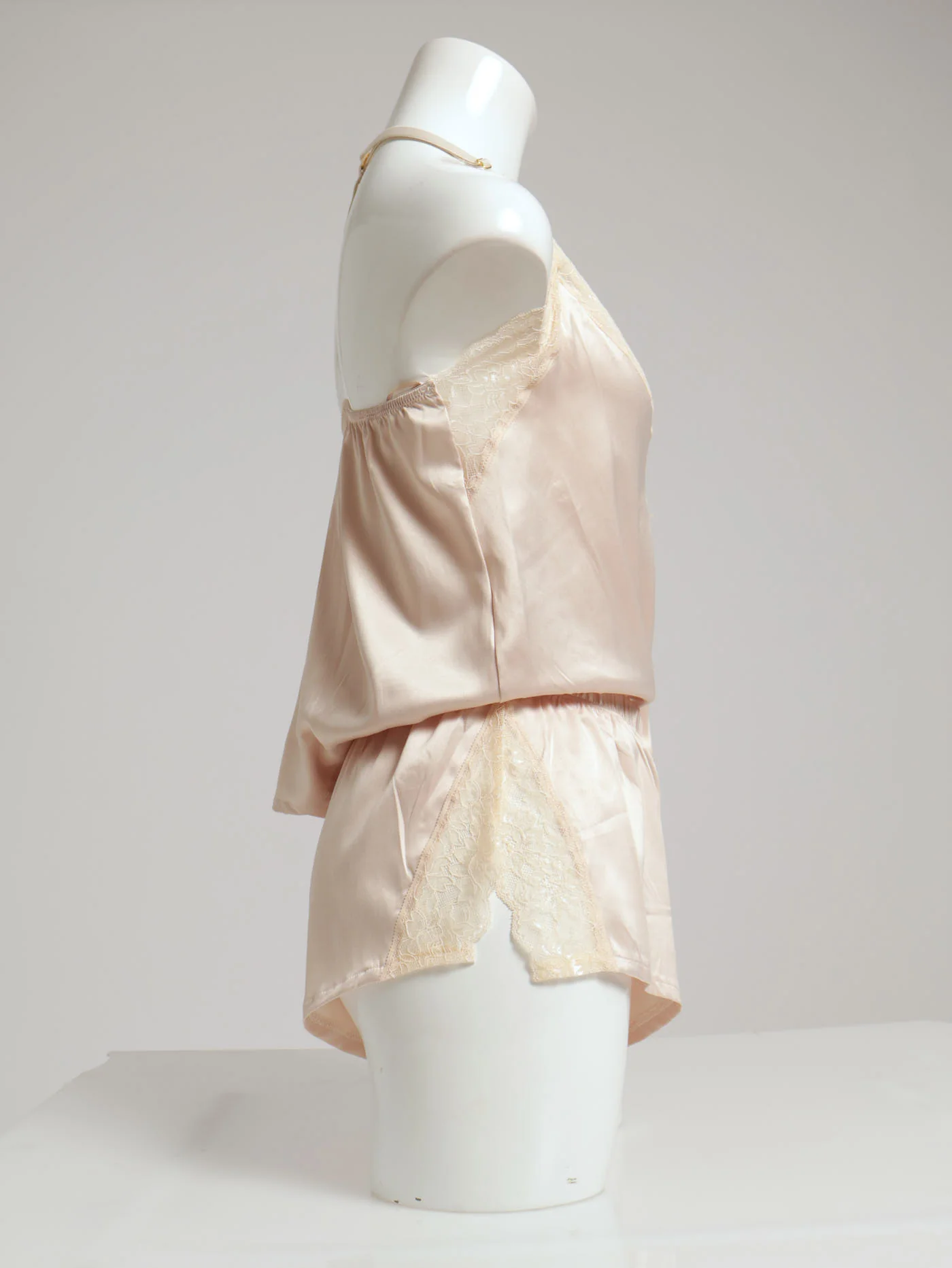 Satin Cami & Short Sleepset - Champagne - Image 2