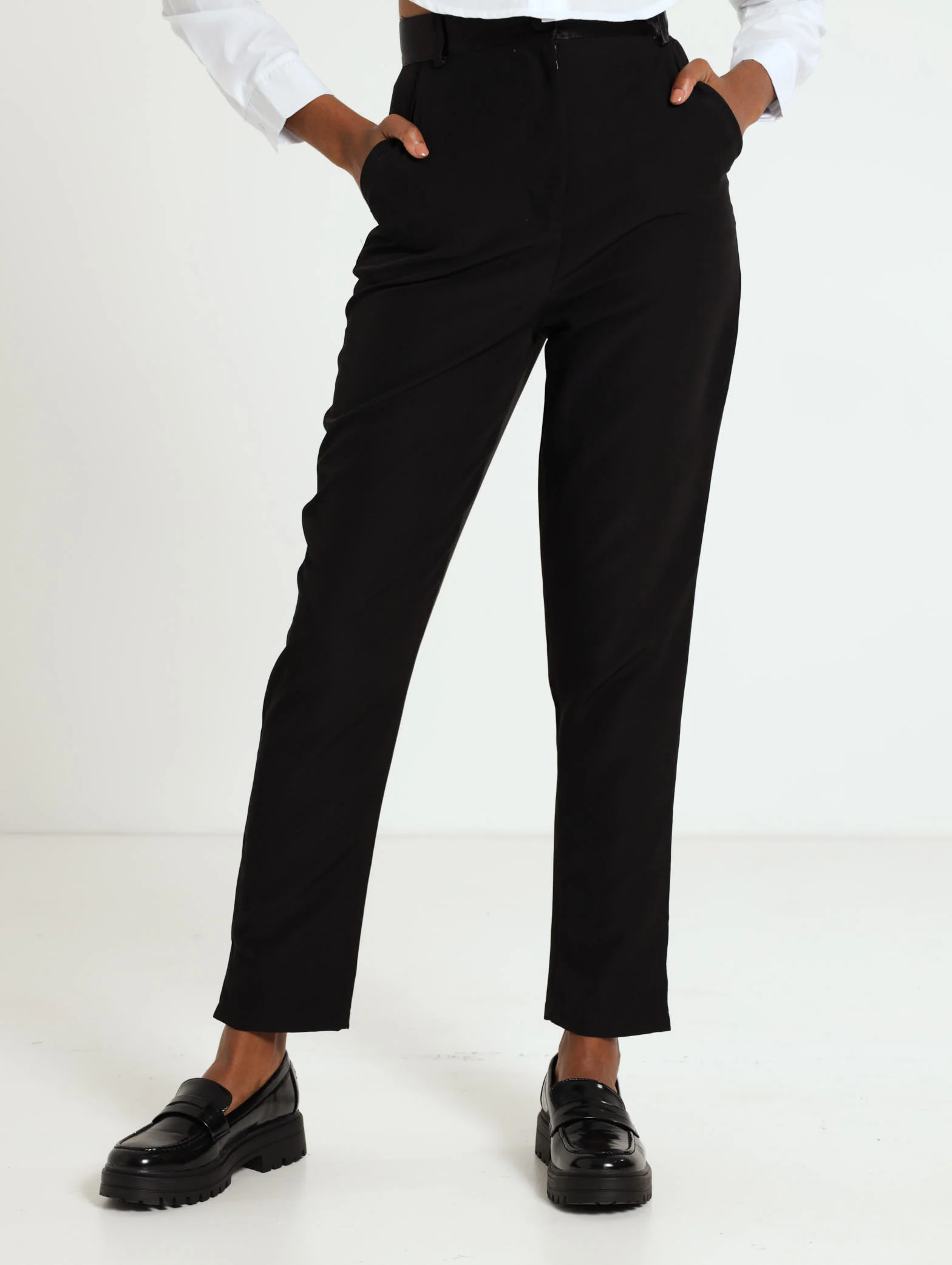 Satin Contrast Side Slit Pants