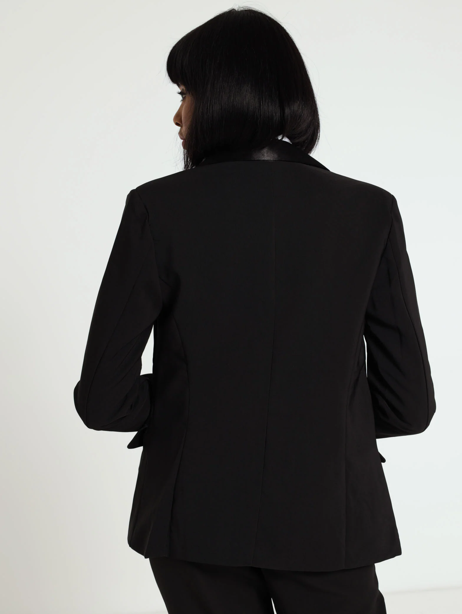 Satin Lapel Double Breasted Blazer - Image 3