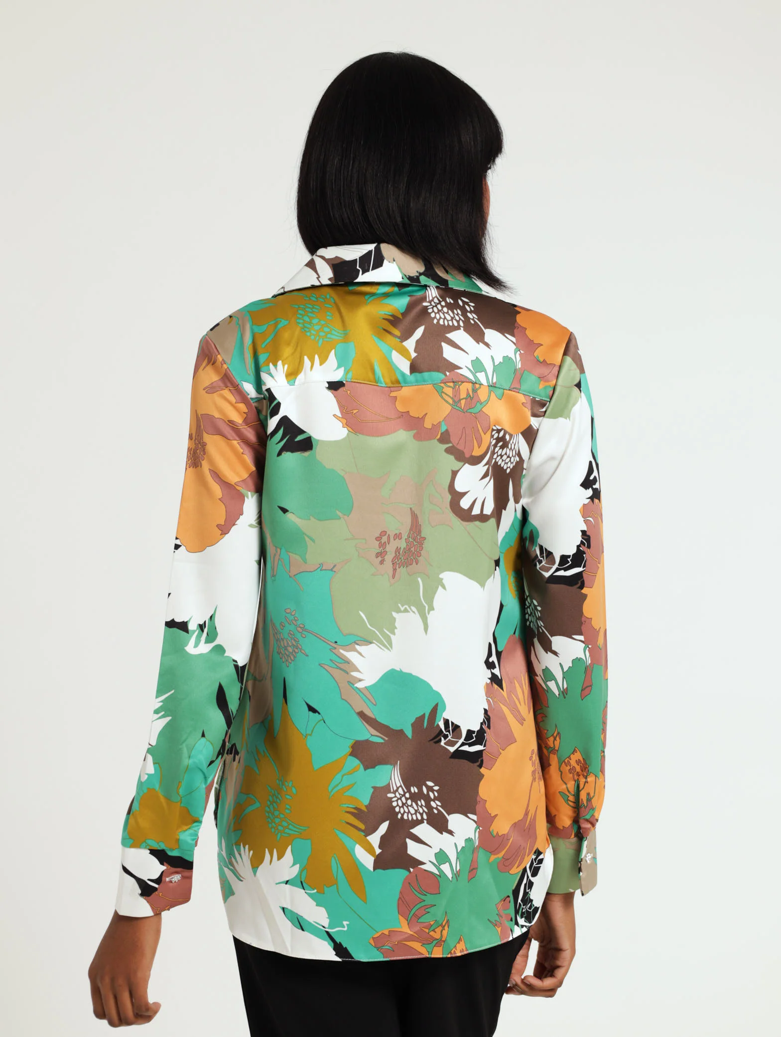 Satin Floral Fancy Button Shirt - Image 2