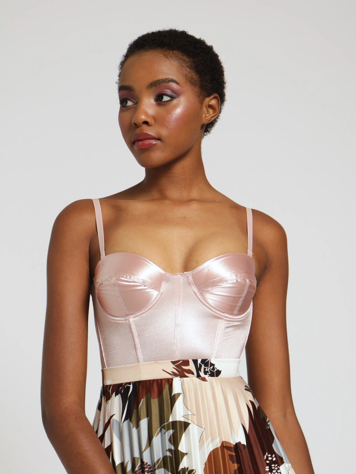 Satin Look Corset Top - Pink