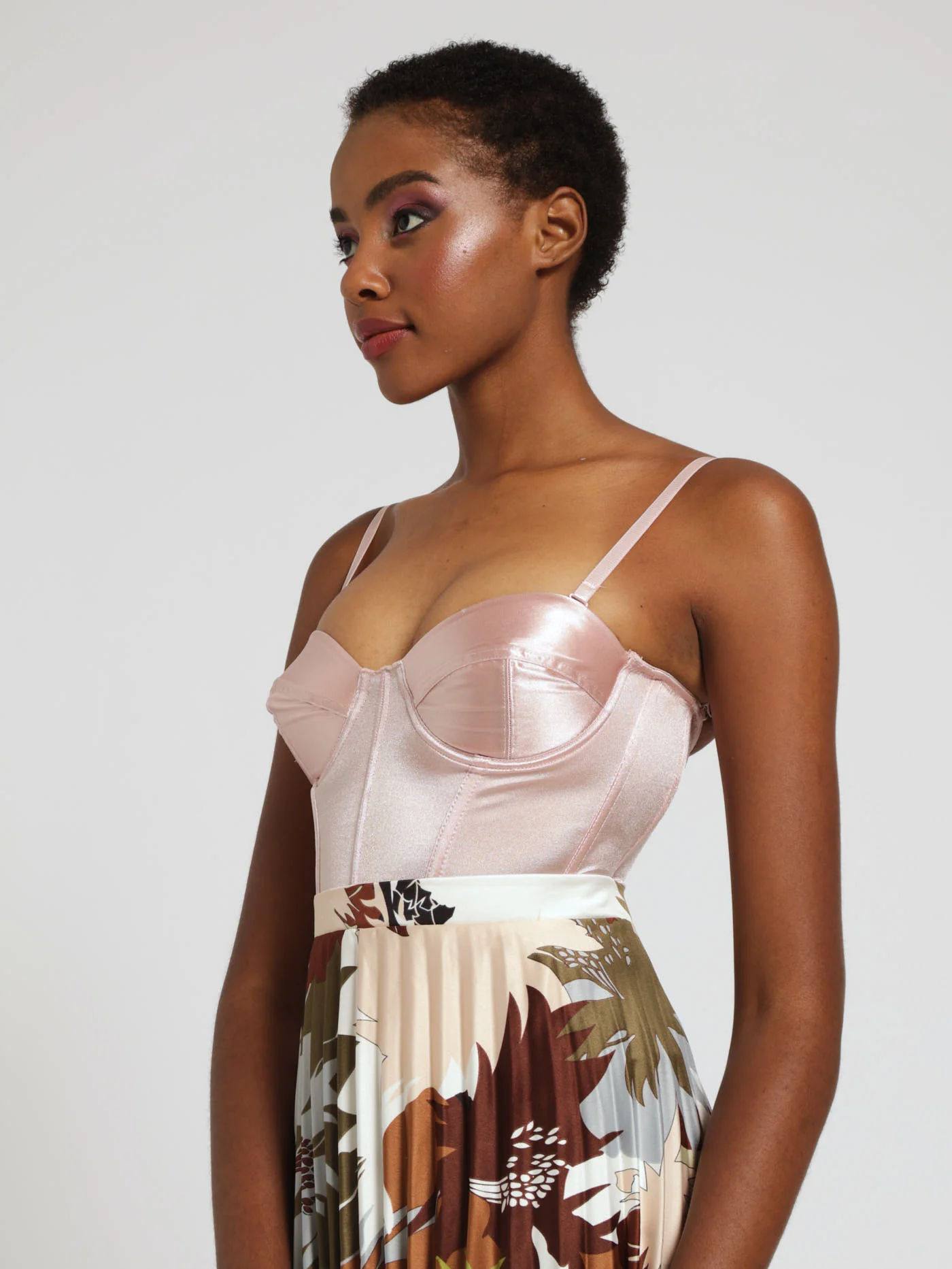Satin Look Corset Top - Pink - Image 2