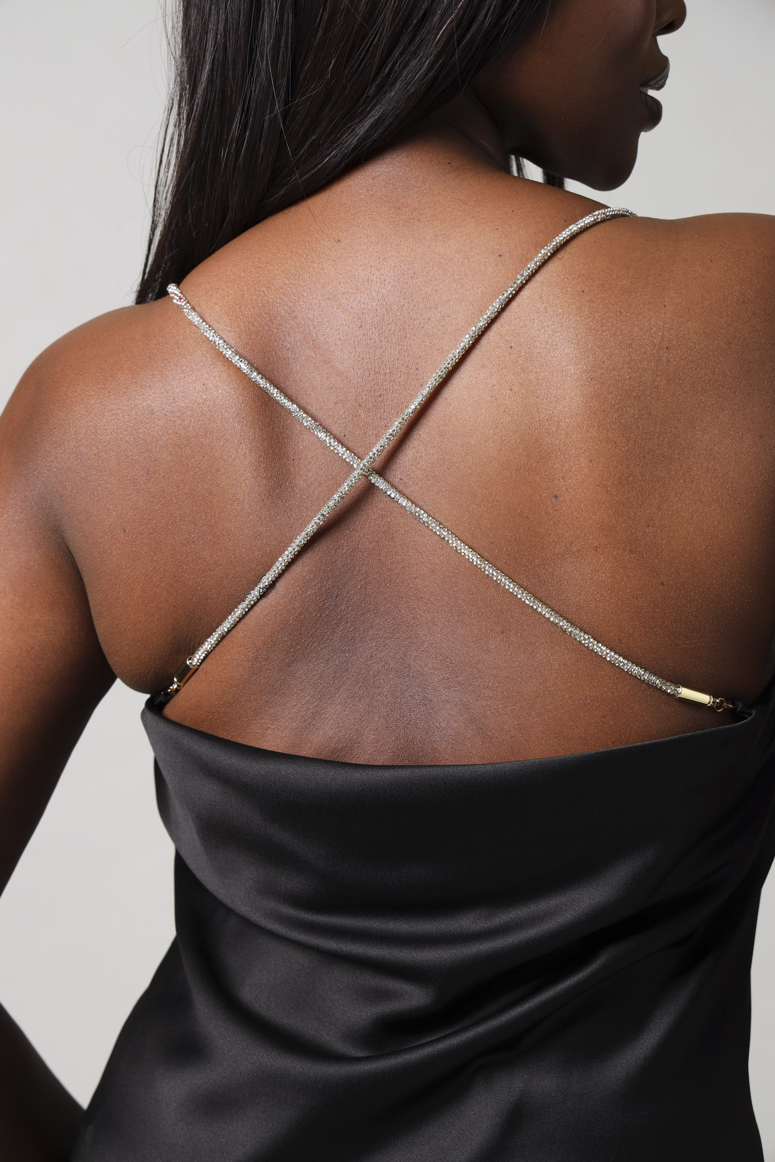Satin Maxi Dress -  Black - Image 4