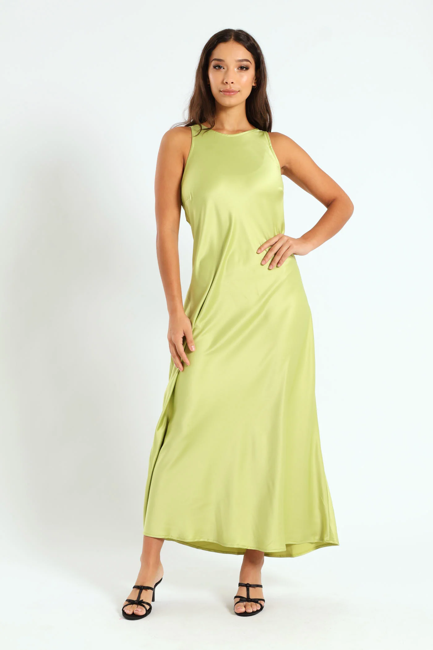 Satin Maxi Dress - Sage