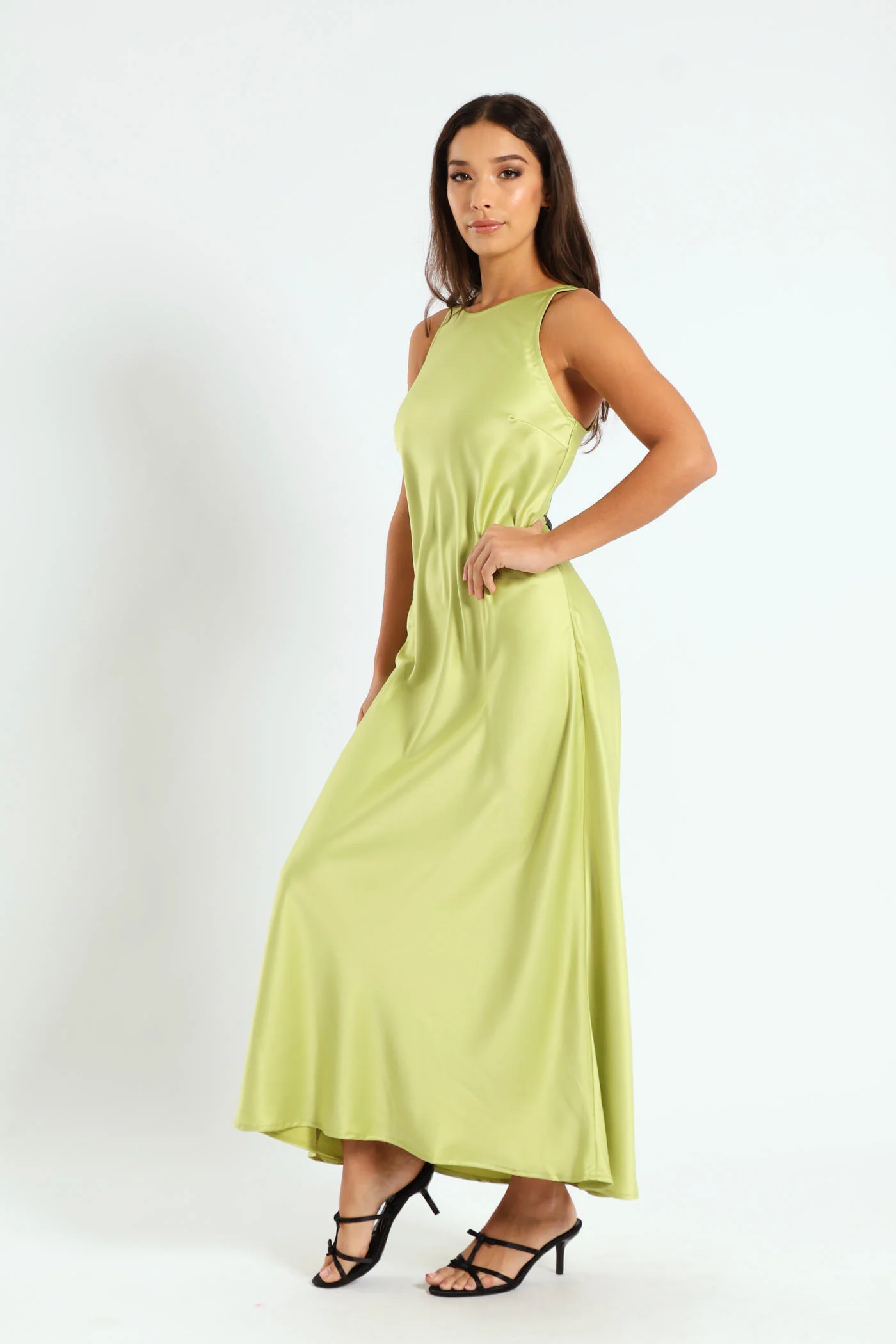 Satin Maxi Dress - Sage - Image 2