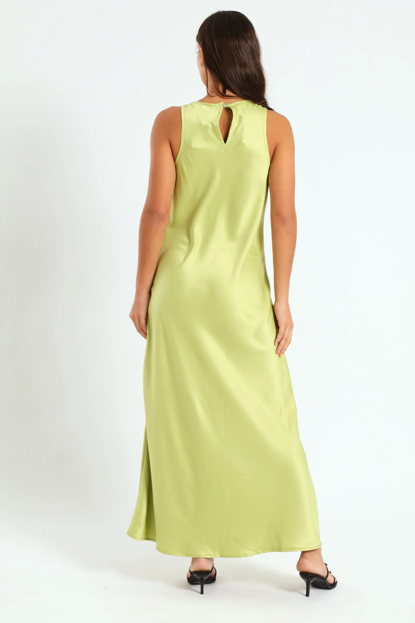 Satin Maxi Dress - Sage - Image 3