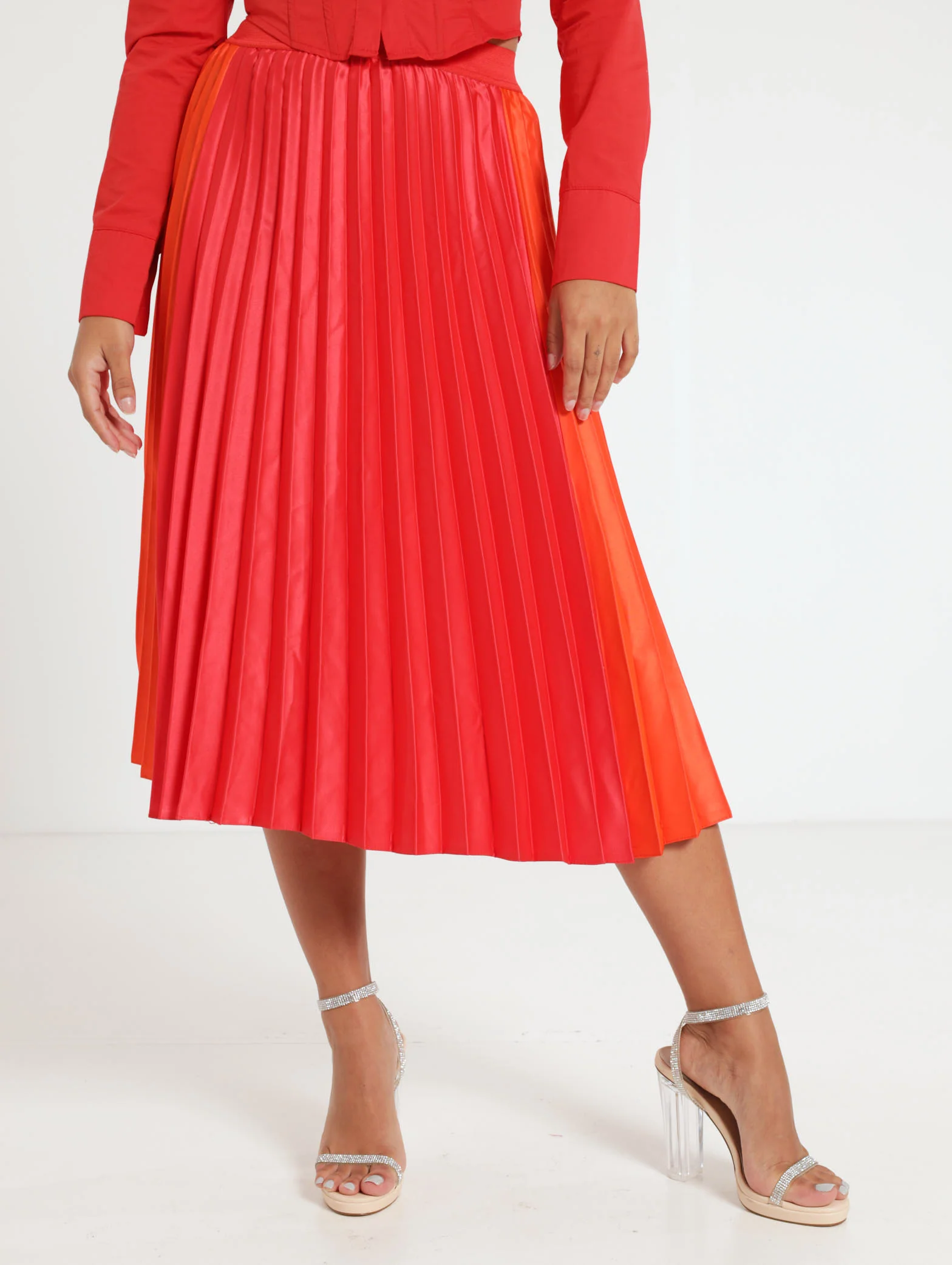 Satin Pleated Skirt