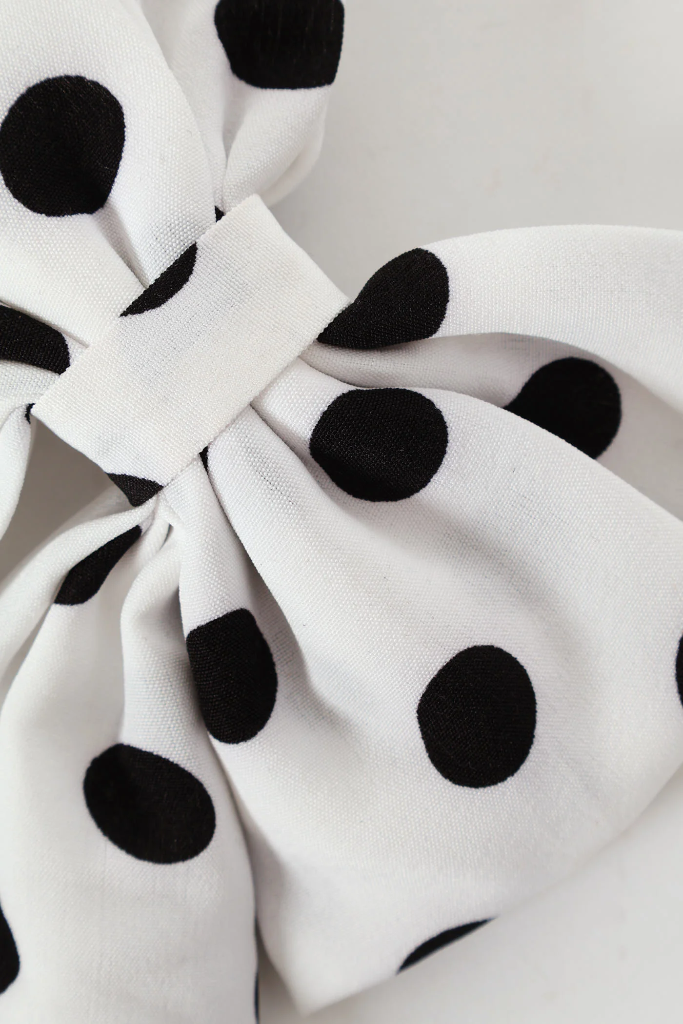 Satin Polka Dot Bow Hairclip - White/Black - Image 2