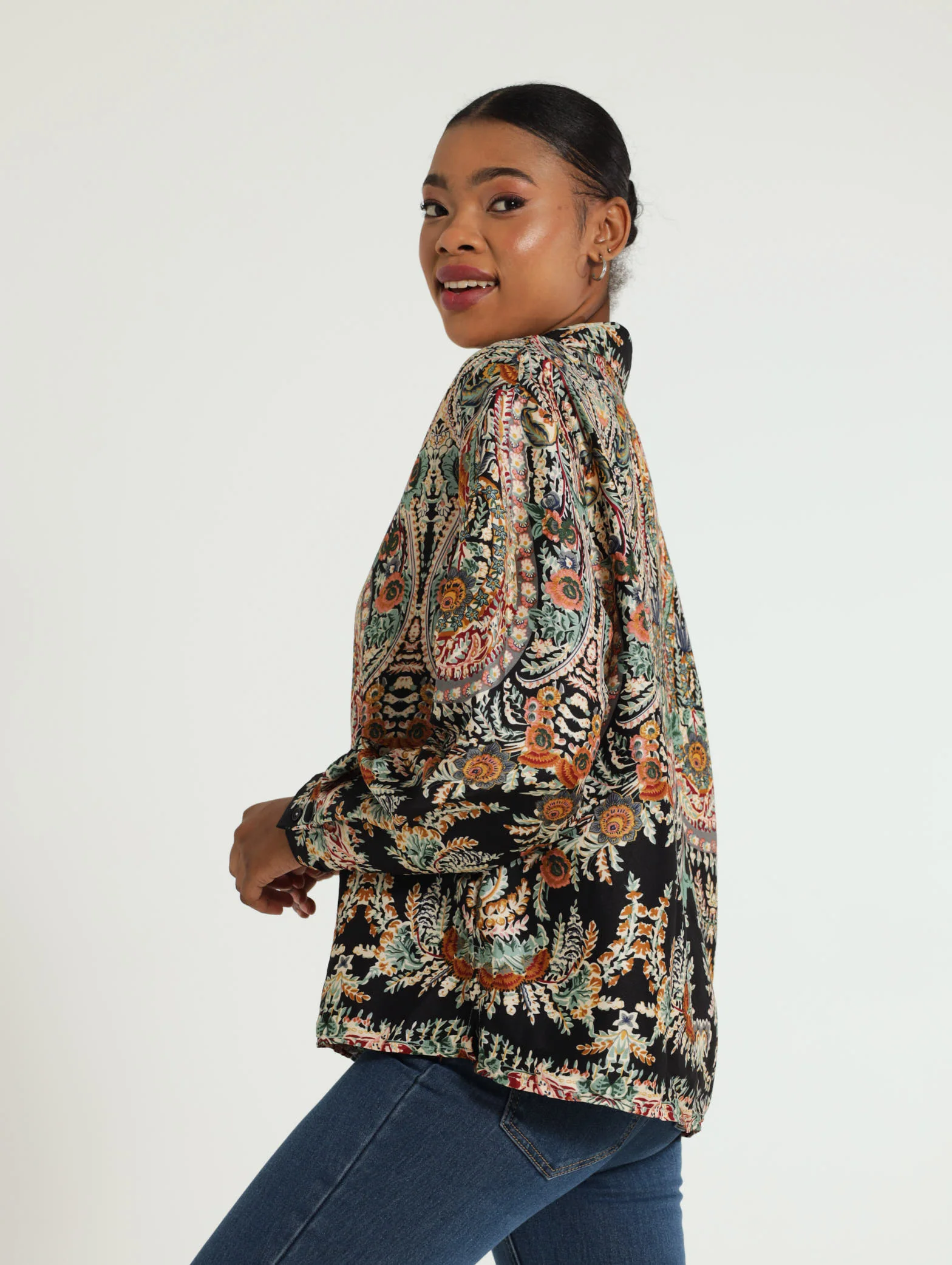 Satin Printed Button Through Shirt - Image 2