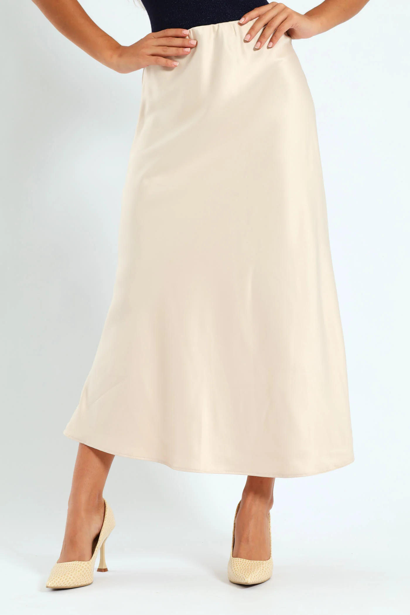 Satin Slip Skirt - Champagne - Image 3