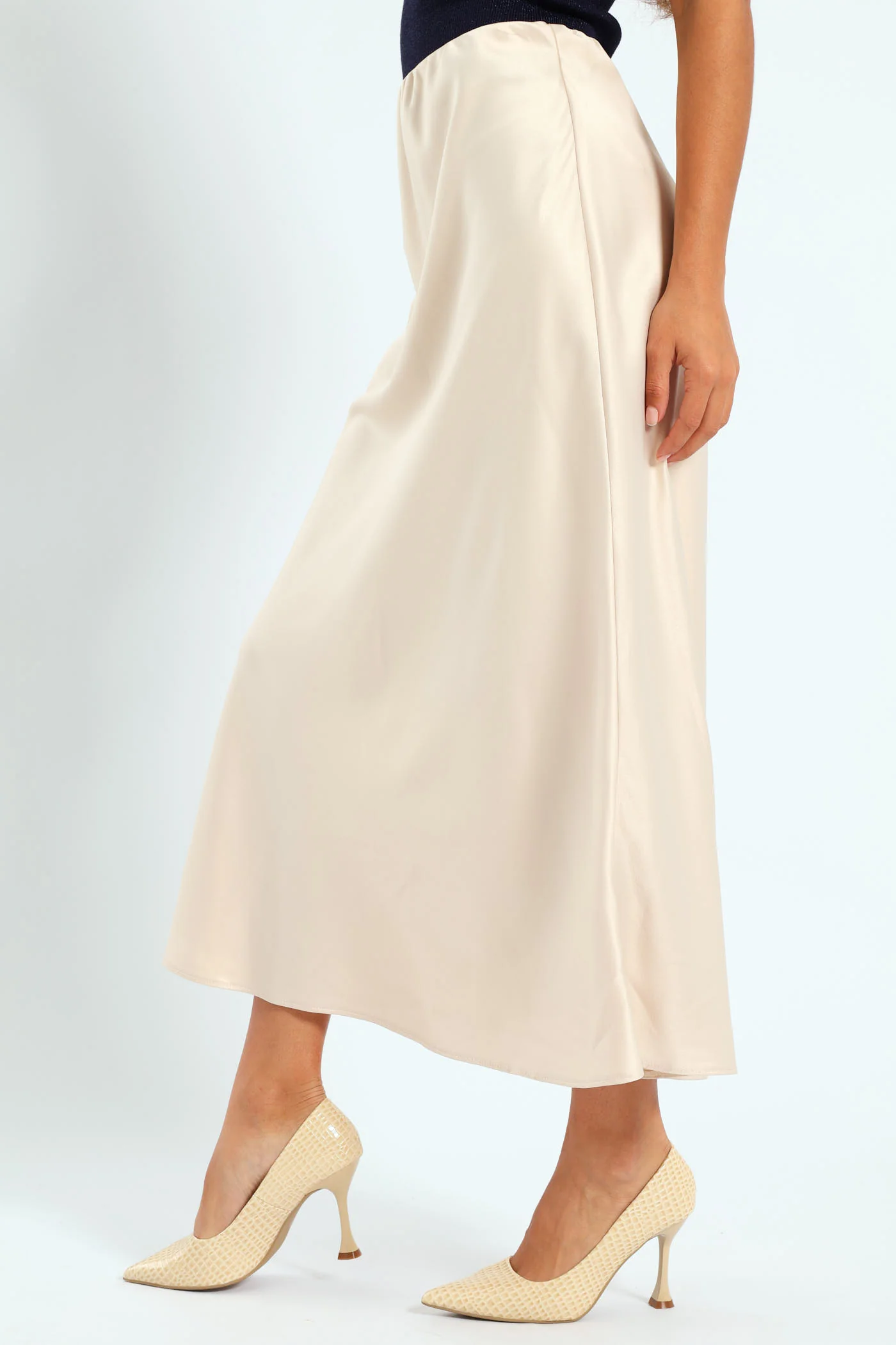Satin Slip Skirt - Champagne - Image 4