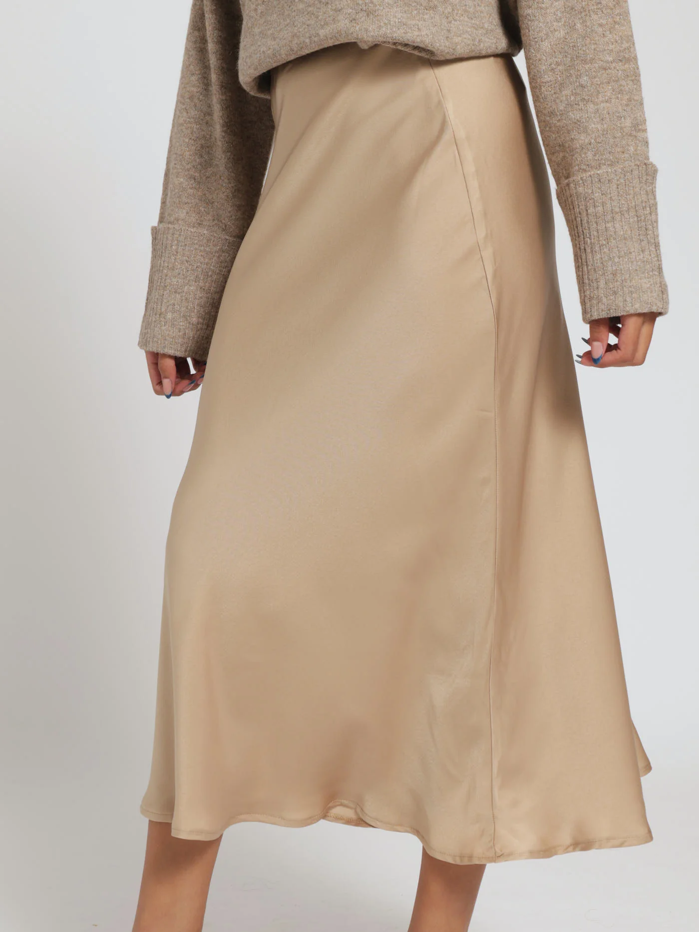 Satin Slip Skirt - Champagne - Image 2