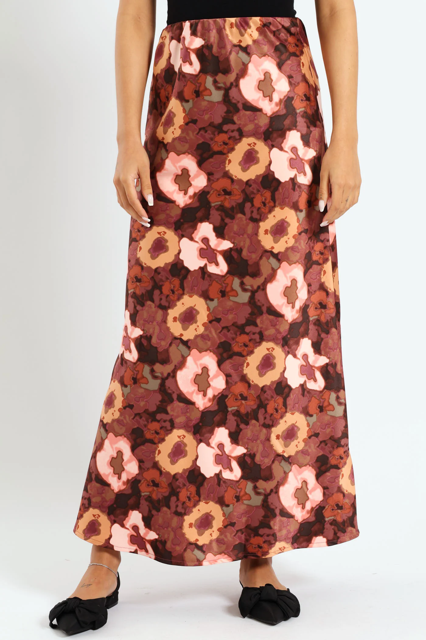 Satin Slip Skirt - Floral