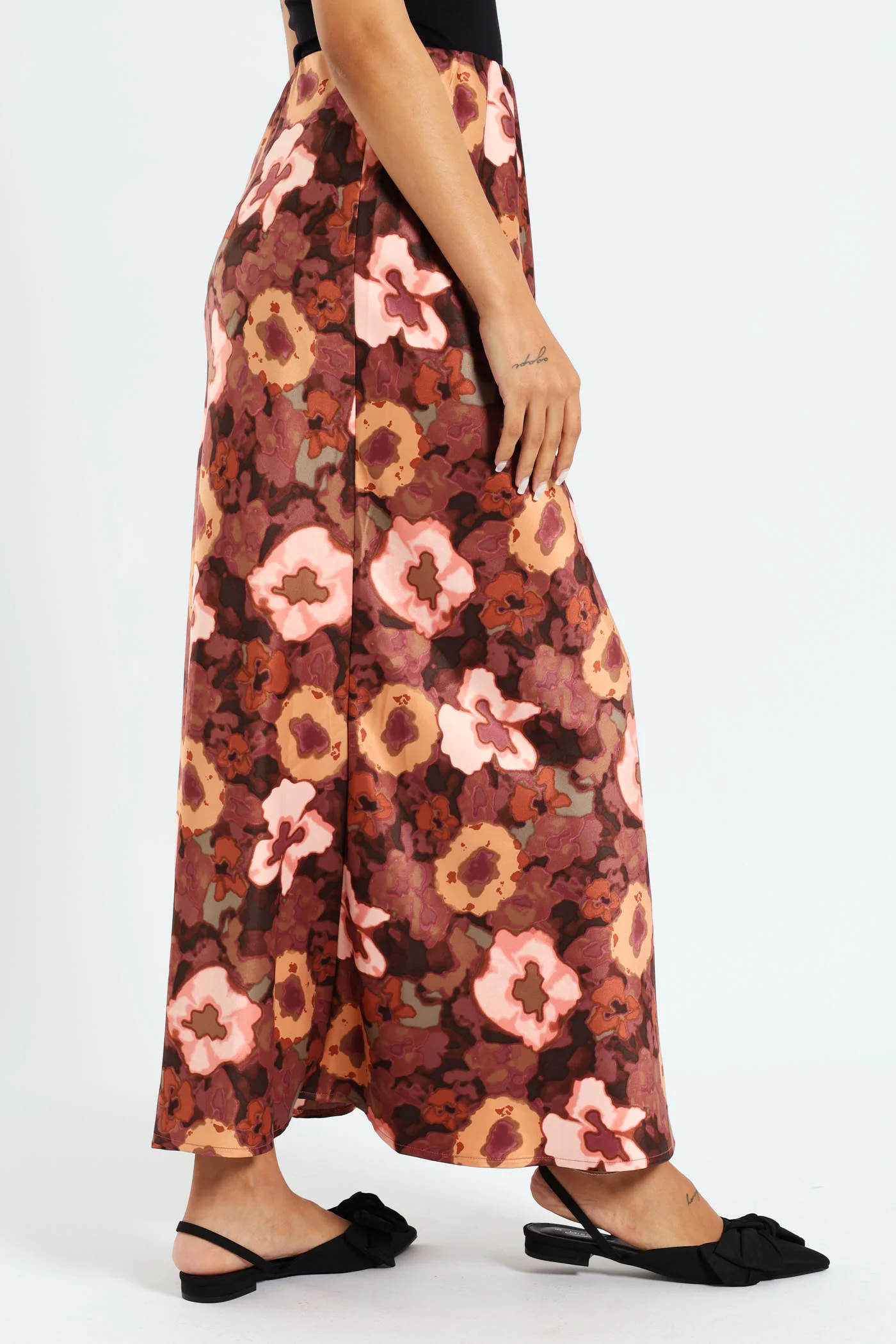 Satin Slip Skirt - Floral - Image 2