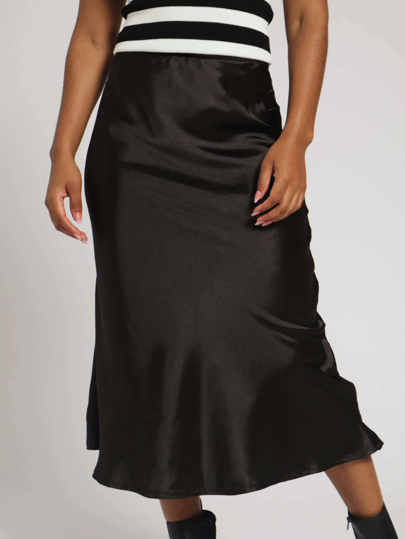 Satin Slip Skirt - Jet Black