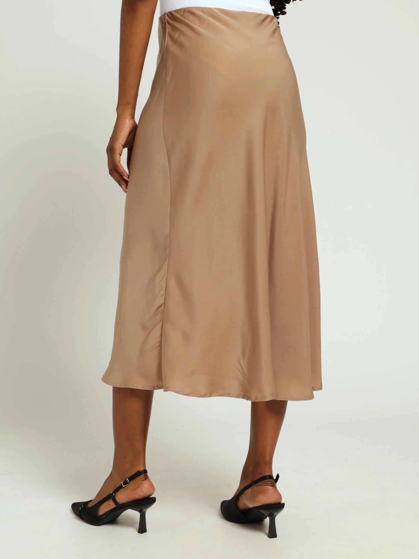 Satin Slip Skirt - Stone - Image 3