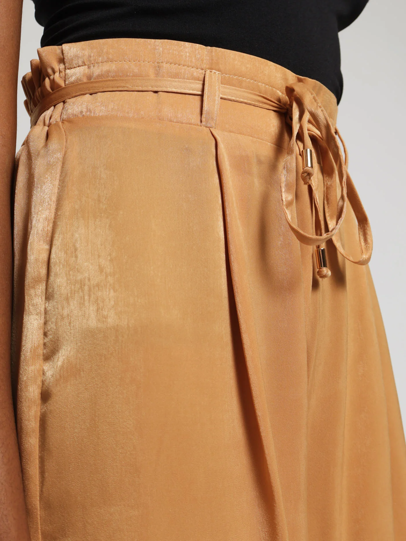 Satin Waist Detail Wideleg Pants - Image 4