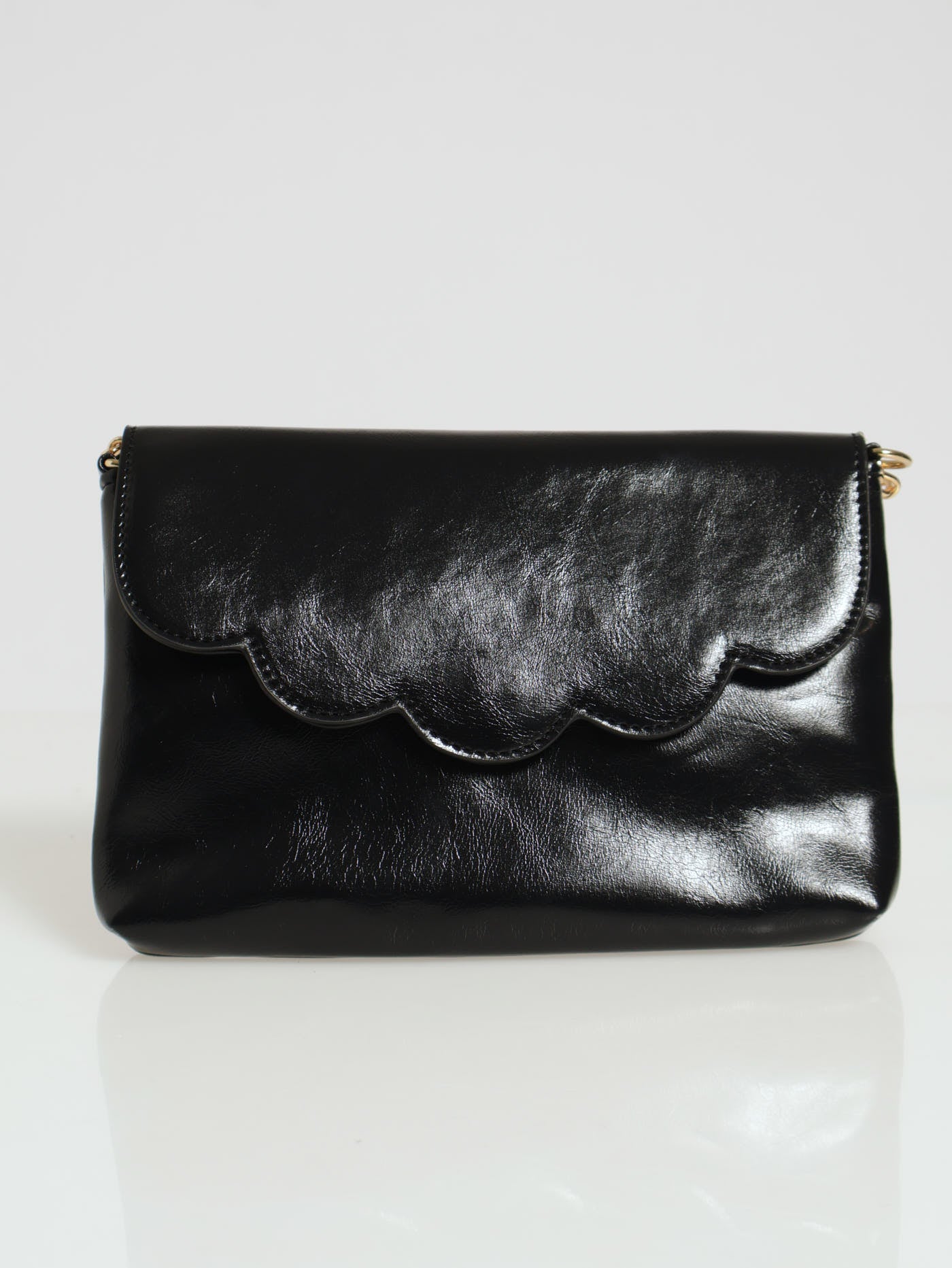 Scalloped Edged Mini Satchel - Black